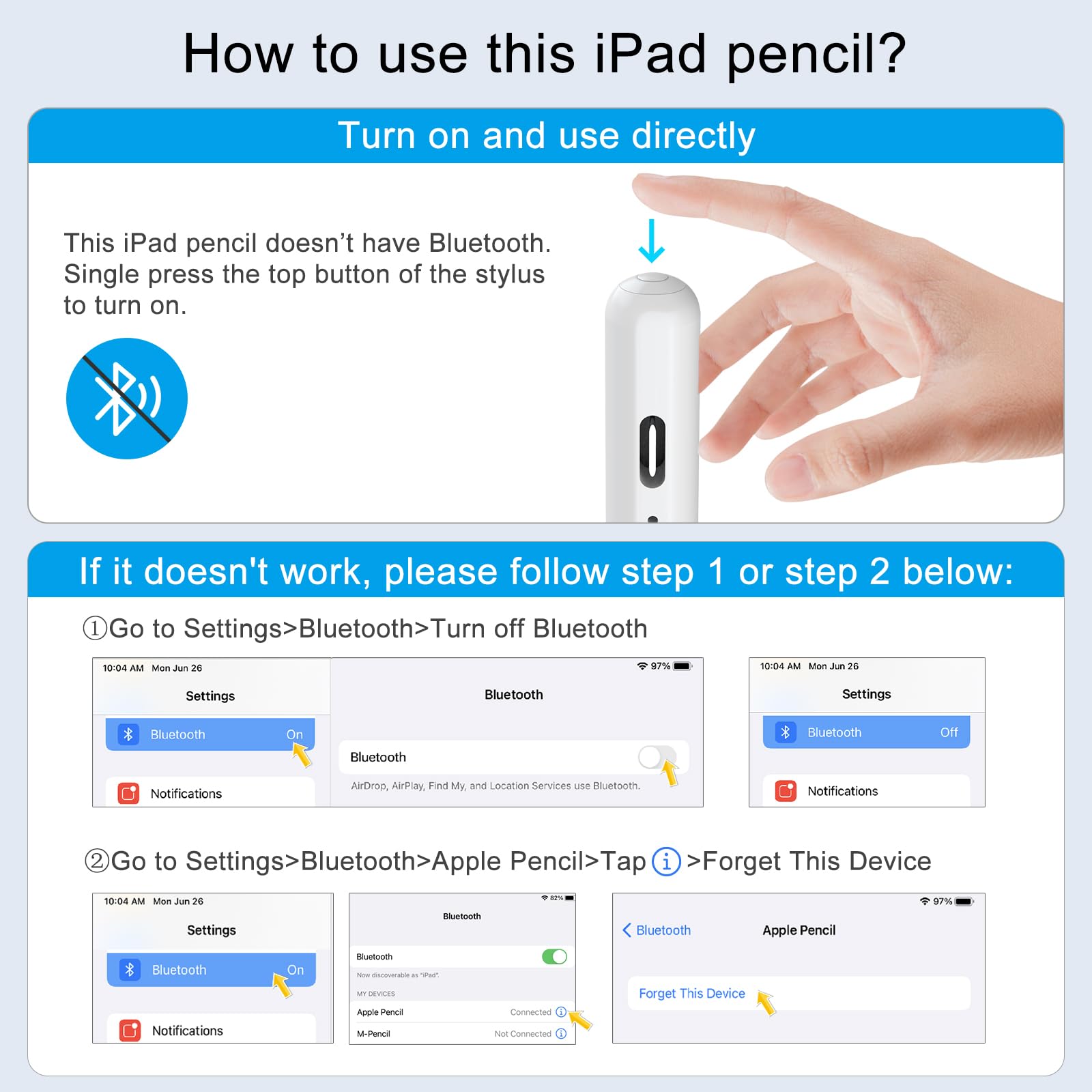 Stylus Pen for iPad Pencil 10th Generation, 13 Mins Fast Charging Apple Pencil with Palm Rejection & Tilt Sensitivity, Compatible w iPad 6/7/8/9/10/11, Pro 11"/12.9"/ M4, Air 3/4/5/M2/M3, Mini 5/6