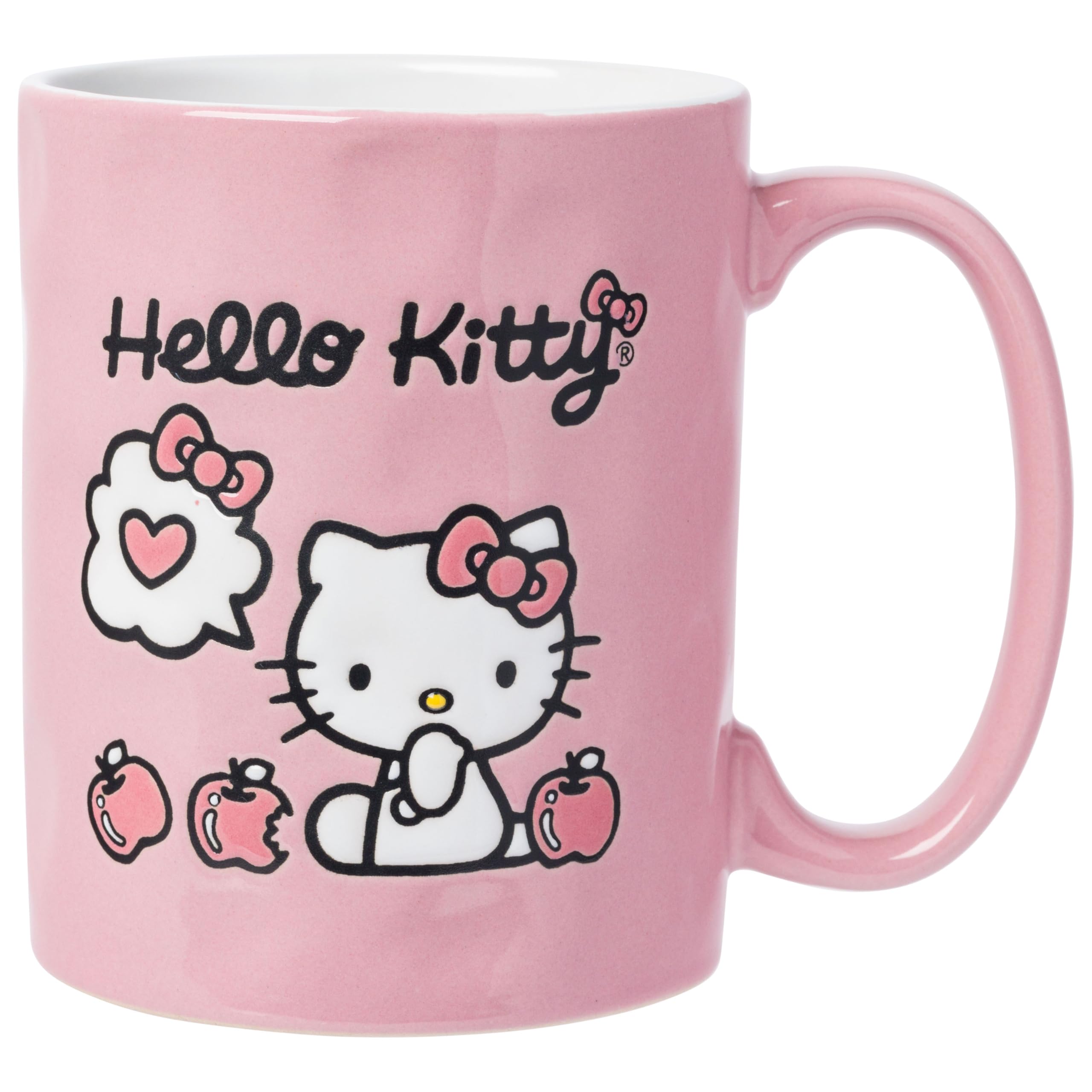 Silver Buffalo Hello Kitty Apple Trail Wax Resist 17oz Ceramic Pottery Mug