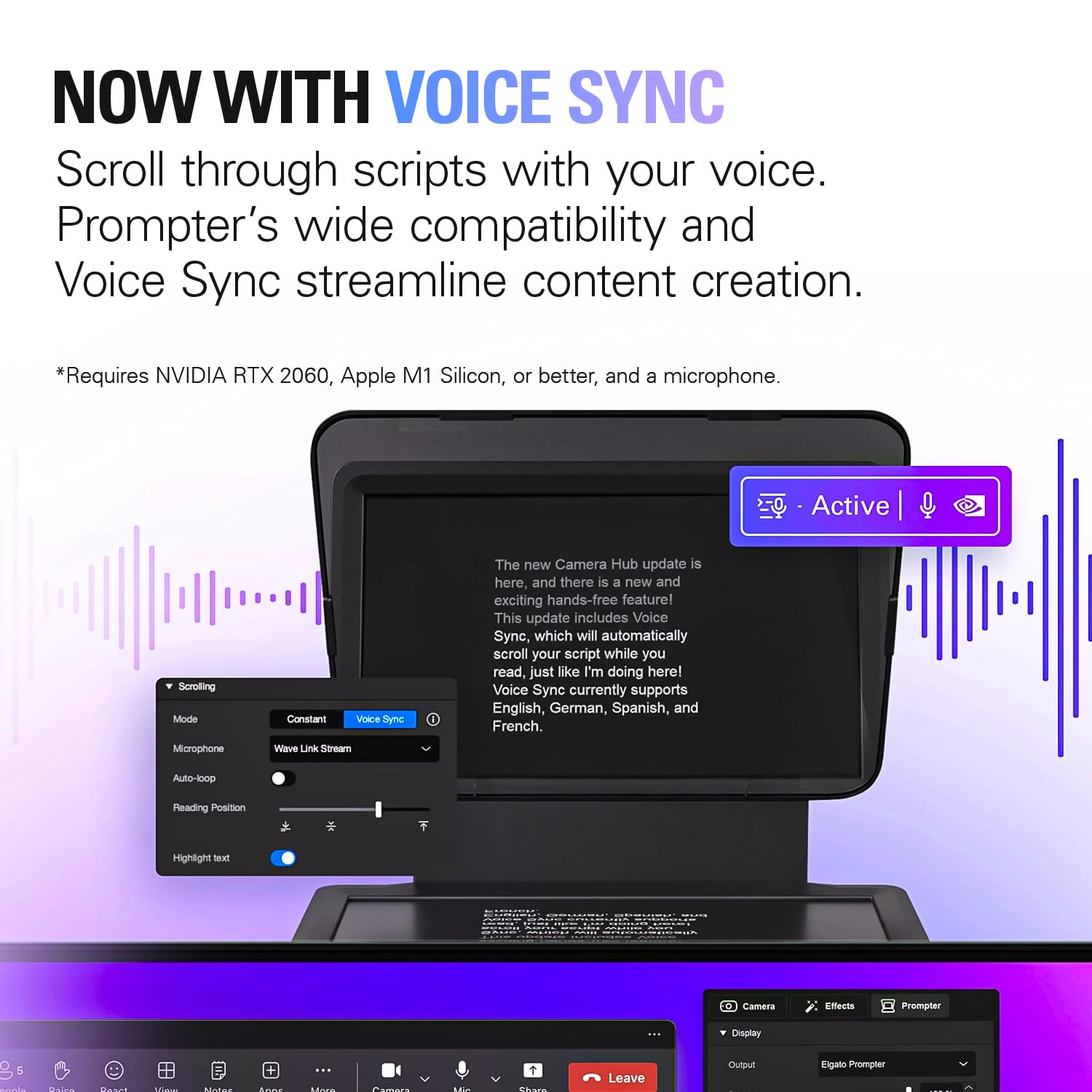 Elgato  – Teleprompter with Built-in Screen for YouTube, Twitch, Zoom, MS Teams and More, Supports DSLR/Webcam/Smartphone, Drag & Drop Monitor Display, Works with Mac/PC & Stream Deck: Prompter