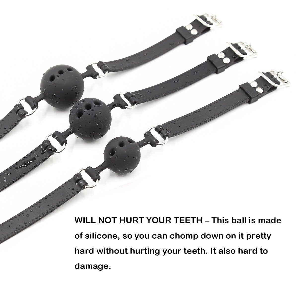 RYOZOCH Silicone Breathable Ball Gag for Adult Bondage Restraints Sex Play (Black, 1.5in Ball): Black 1.5in Ball