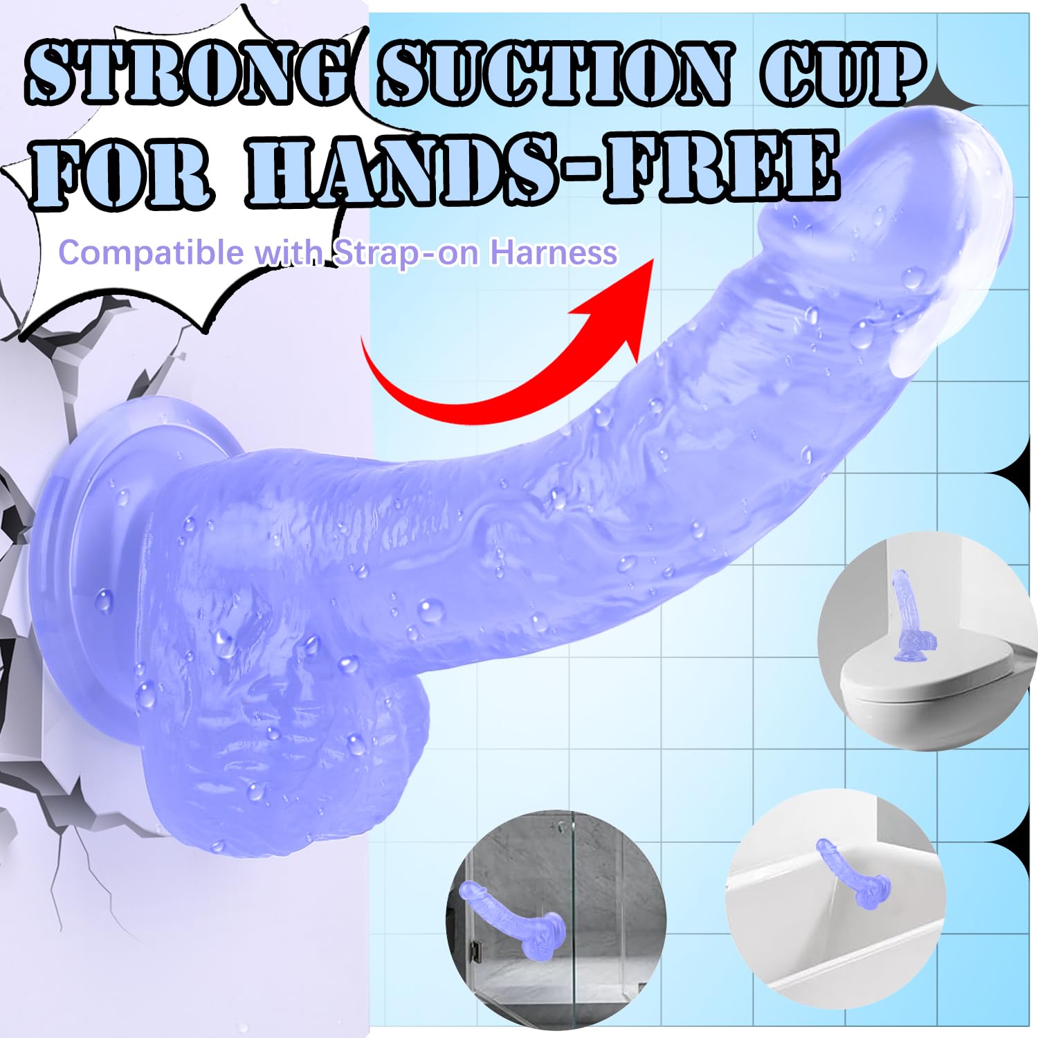 7 Inch Soft  Dildo, Realistic Silicone Medium Anal Dildos Stimulation Vaginal G-Spot and Anal, Safe Material Lifelike Men Penis with Strong Suction Cup, Adult Sex Toys for Women/Beginner Sexual: Blue