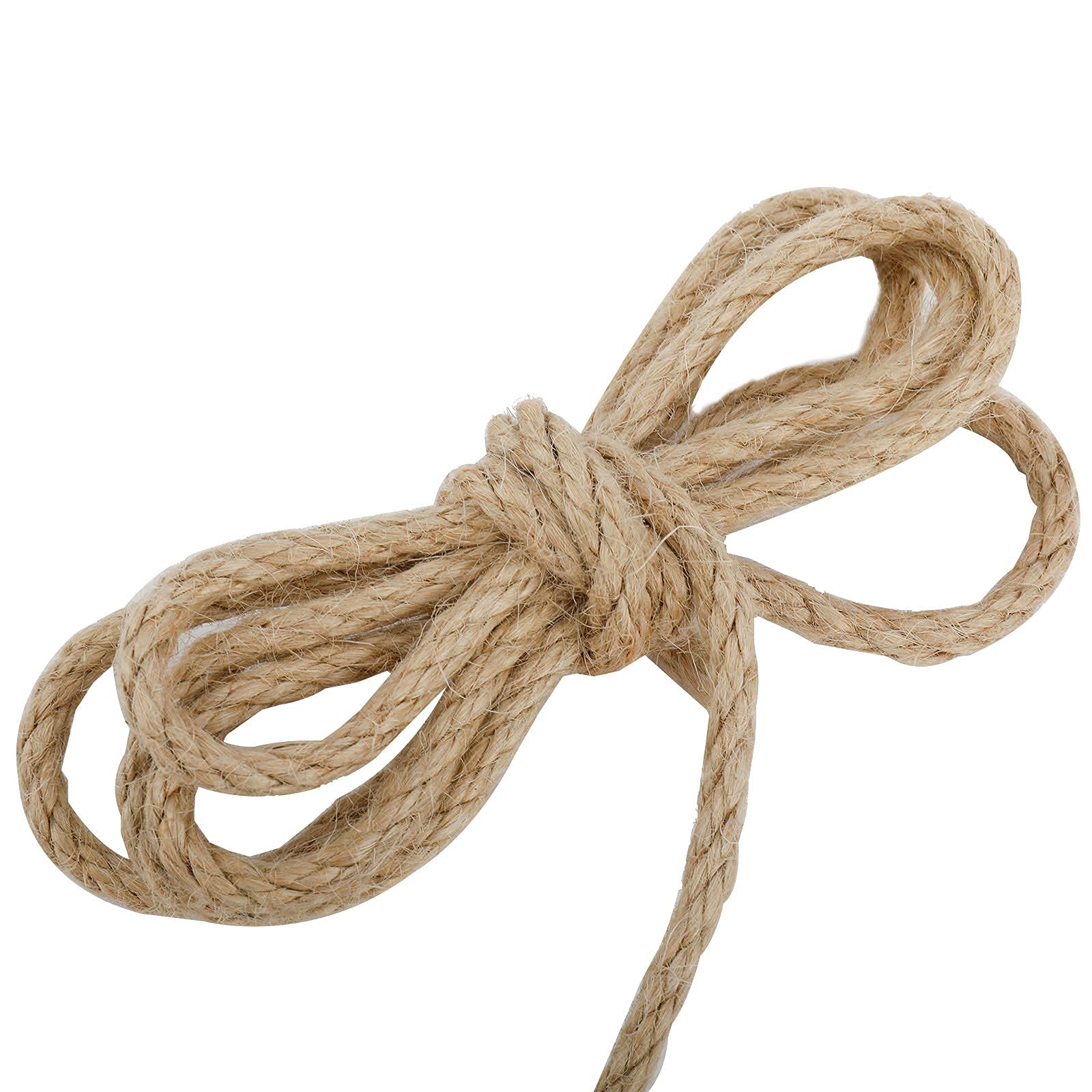 PetierWeit Natural Jute Twine Hemp Rope 164 Feet 6mm(1/4 Inch) Hemp Rope Soft Durable Rope Without Nasty Chemical Smell Excellent for Ribbon Wrap and Other Crafts Accessory: 164FT 6mm
