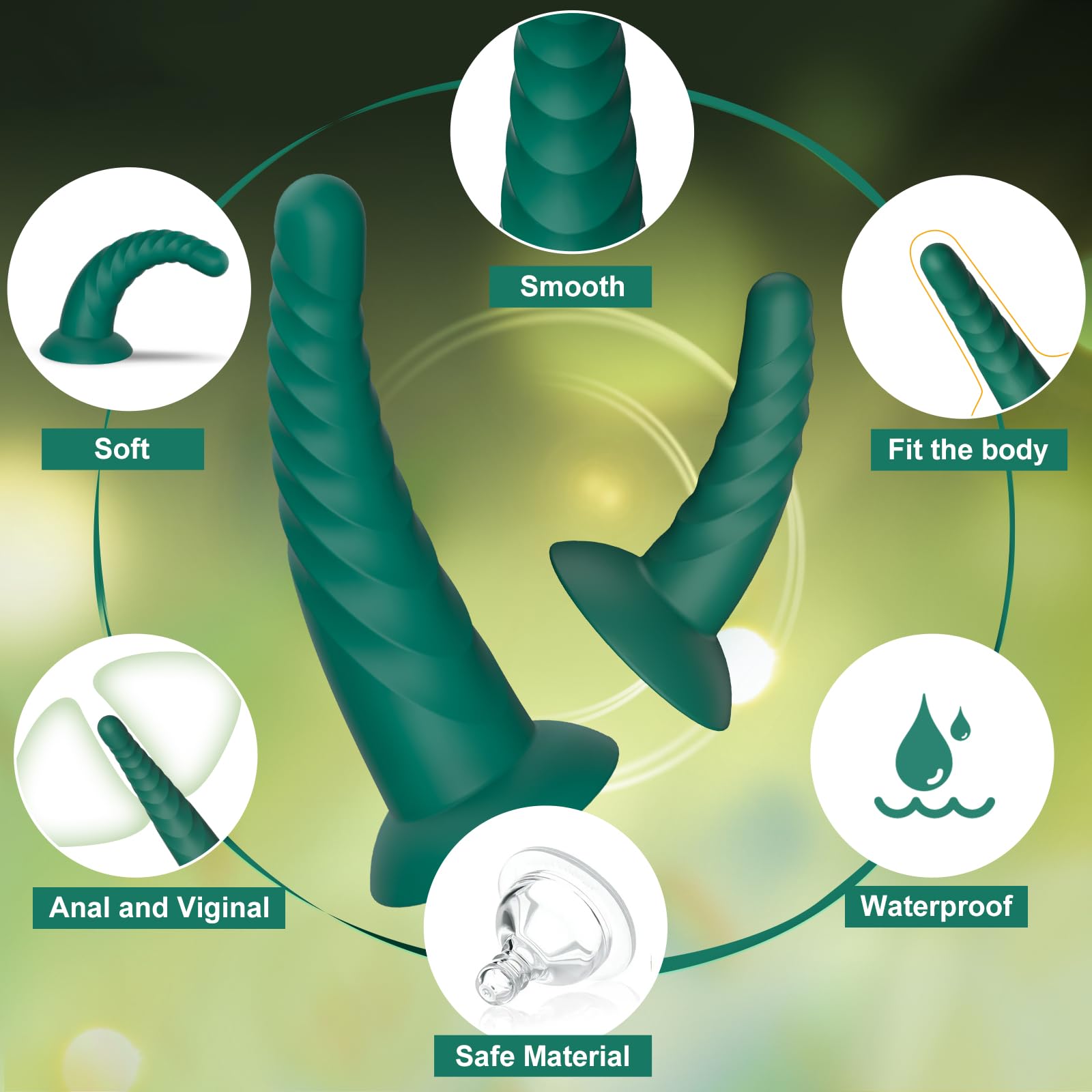Anal Plug Pack of 3 Anal Toys, Silicone Adult Sex Anal Trainer Butt Plug for Beginners Advanced Players Anal Training Sets with Flared Suction Base Prostate Massager for Men, Women & Couple (): Green
