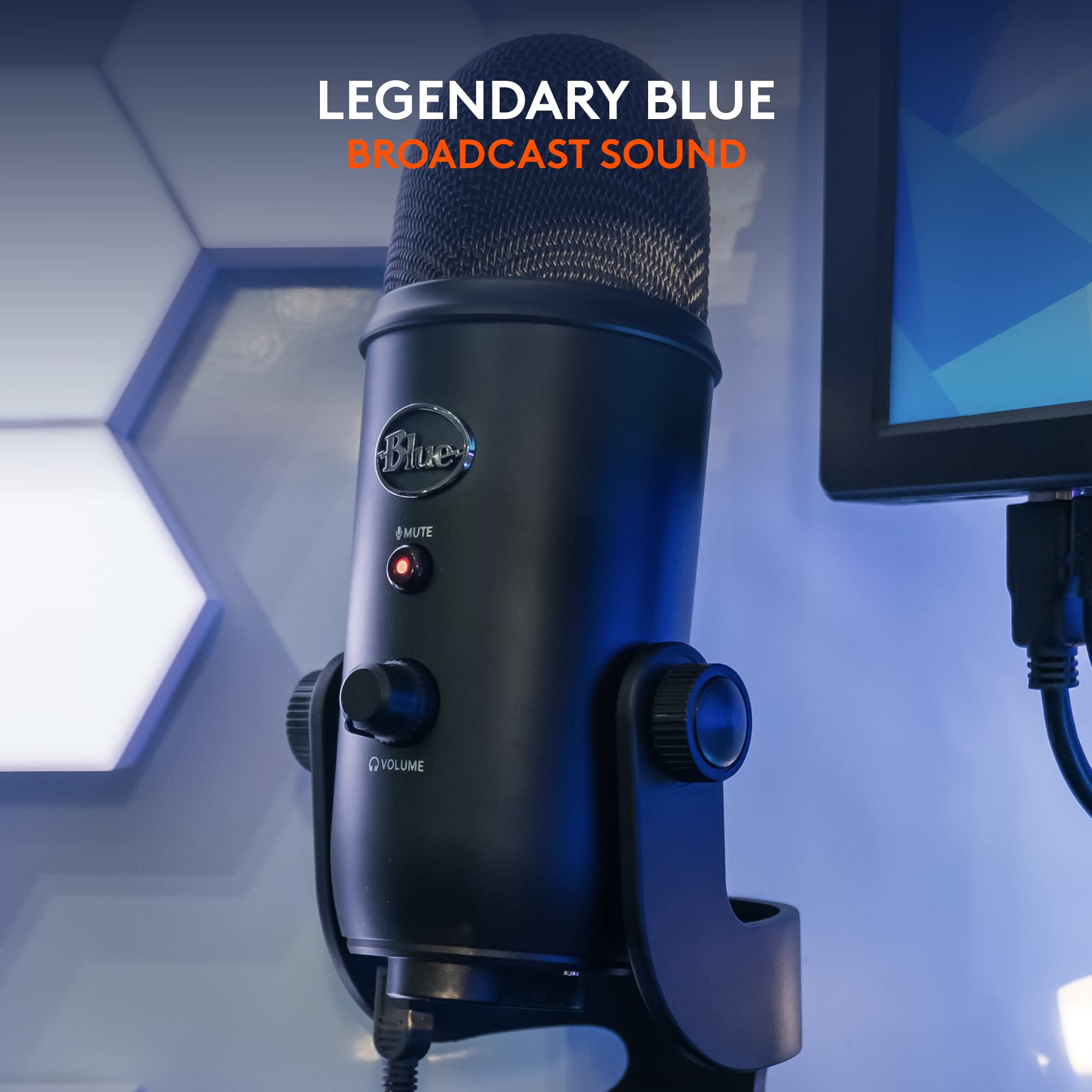 Logitech Creators Blue Yeti USB Microphone for Gaming, Streaming, Podcast, YouTube, Discord, PC, Studio Sound, Plug & Play-Blackout: Microphone Blackout