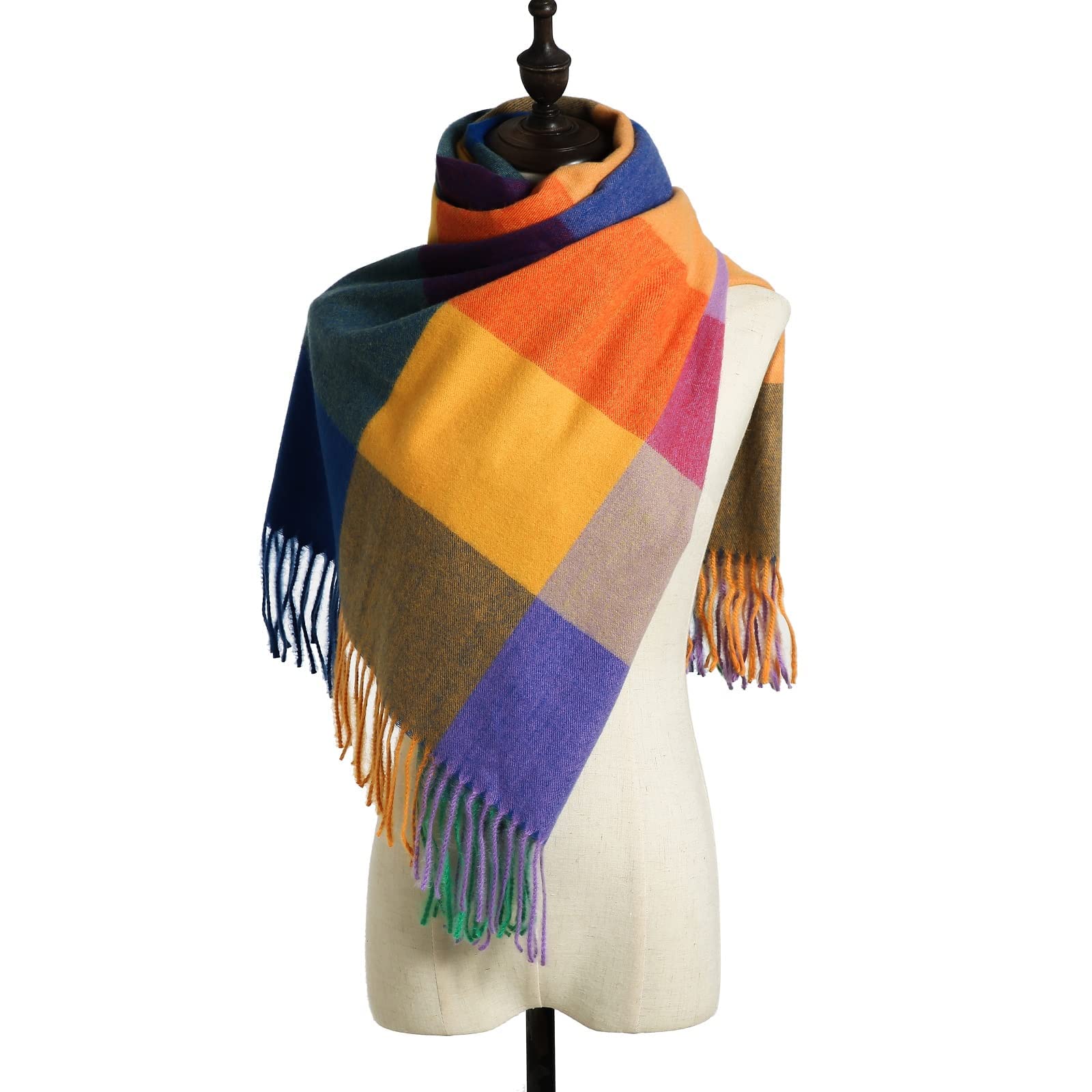 PCIQUTE Tartan Plaid Scarves for Women Winter,Long Scarves for Women with Fringe,Super Soft Scarf for Women Winter