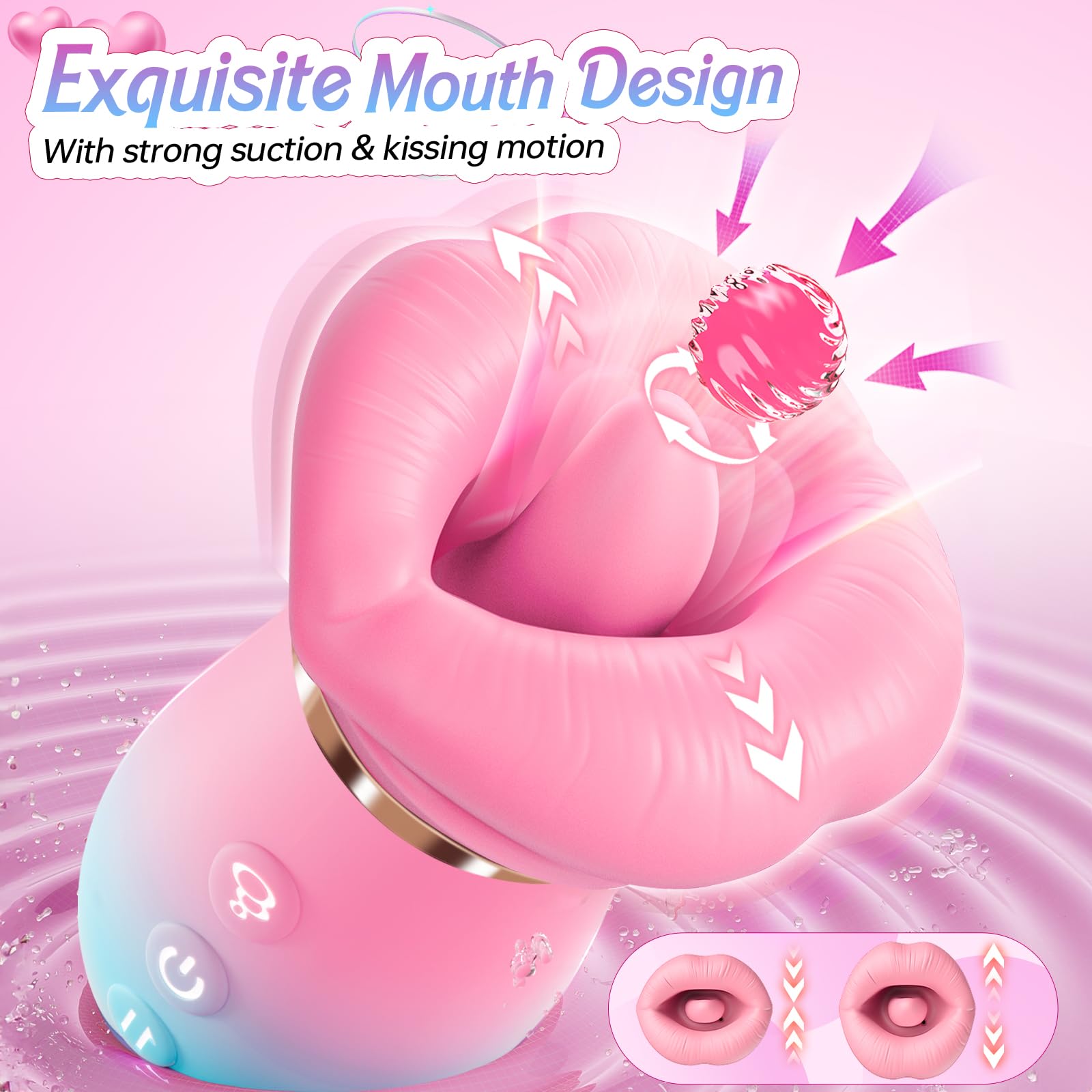 Vibrator Adult Sex Toys for Women - Sovokn 5IN1 Mouth Sucking Vibrator Rose Sex Toy, 10 Tongue Licking, 3 Auto & 1 Manual Sucking Adult Toys New APP, Clit Nipple Vibrator Female Couple Sex Toys,: Pinkblue