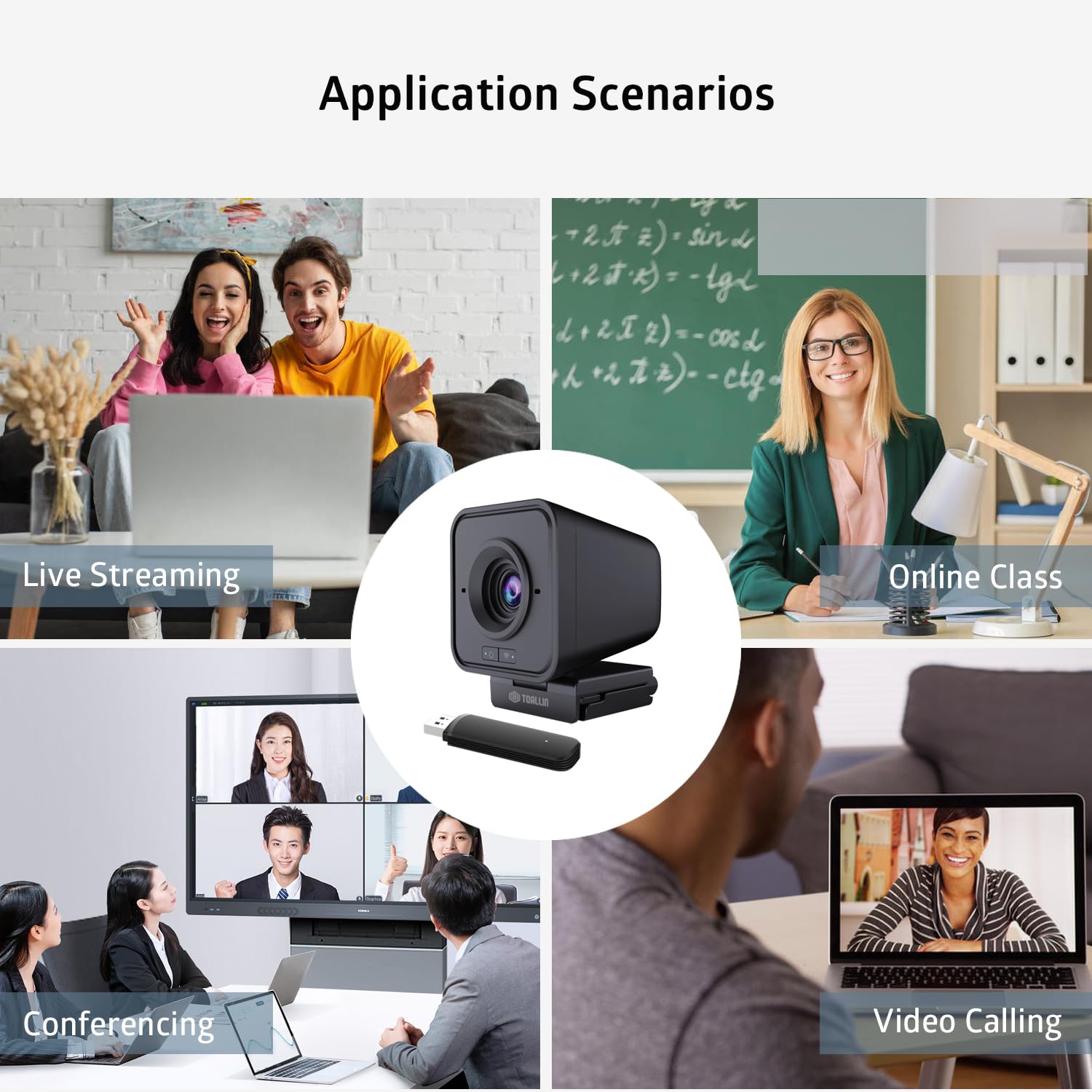 TOALLIN 1080P HD Wireless Webcam for PC, Built-in Noise-Canceling Microphone, Wireless Computer Camera for Video Conferencing, Live Streaming and Online Video Calls: TOALLIN 1080P HD Wireless Webcam for PC, Built-in Noise-Canceling Microphone, Wireless Computer Camera for Video Conferencing, Live Streaming and Online Video Calls