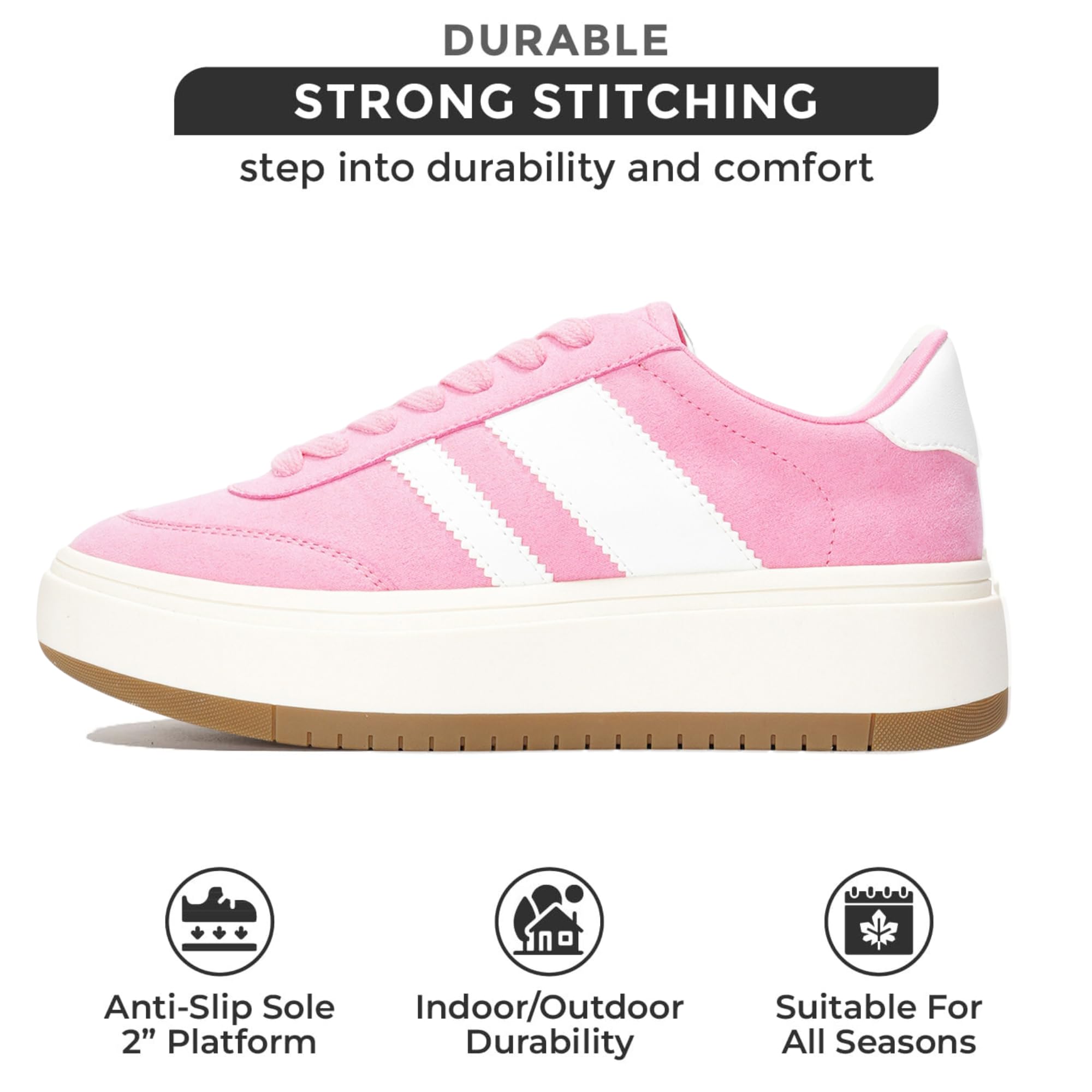 Project Cloud Platform Sneakers for Women - Lightweight Memory Foam Insole Fashion Sneakers for Women Footwear - Non-Slip Womens Sneakers Platform Shoes Women's Fashion (Nita): 7 Pink-white Stripes