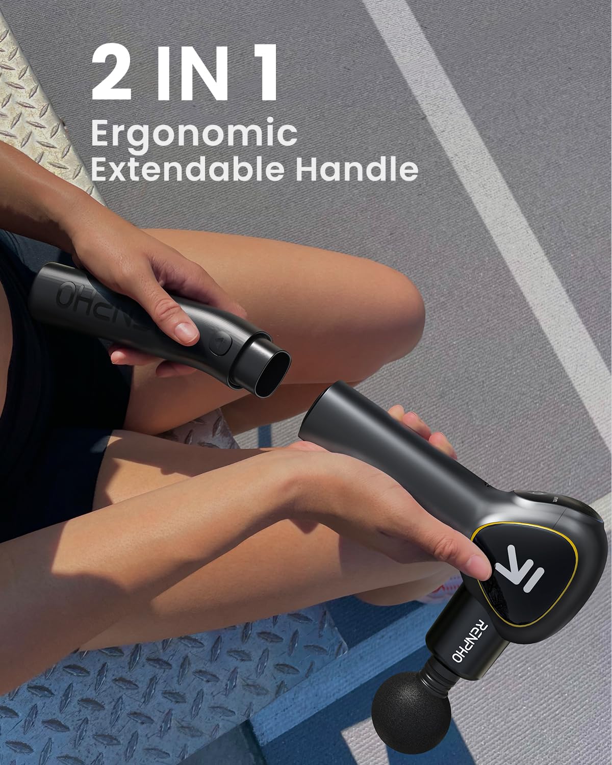Renpho Massage Gun Deep Tissue, Back Massager for Pain Relief with Long Extension Handle, Percussion Handheld Mini Muscle Massagers Cordless for Athletes Neck, Reach thumbnail 2