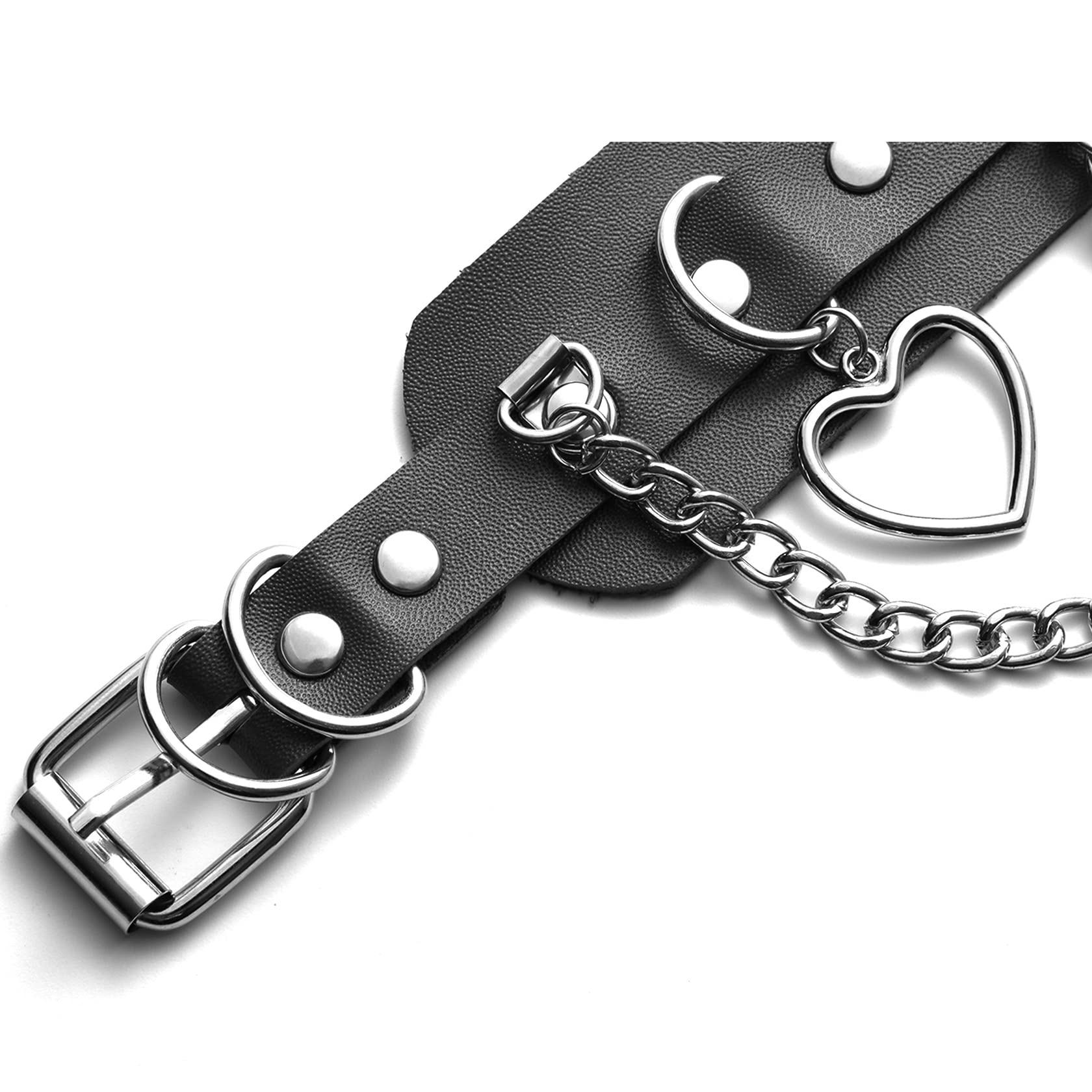 Manfnee Cool Punk Gothic Collar for Women and Men Black PU Leather Vingate Necklace Adjustable: H:1pcs