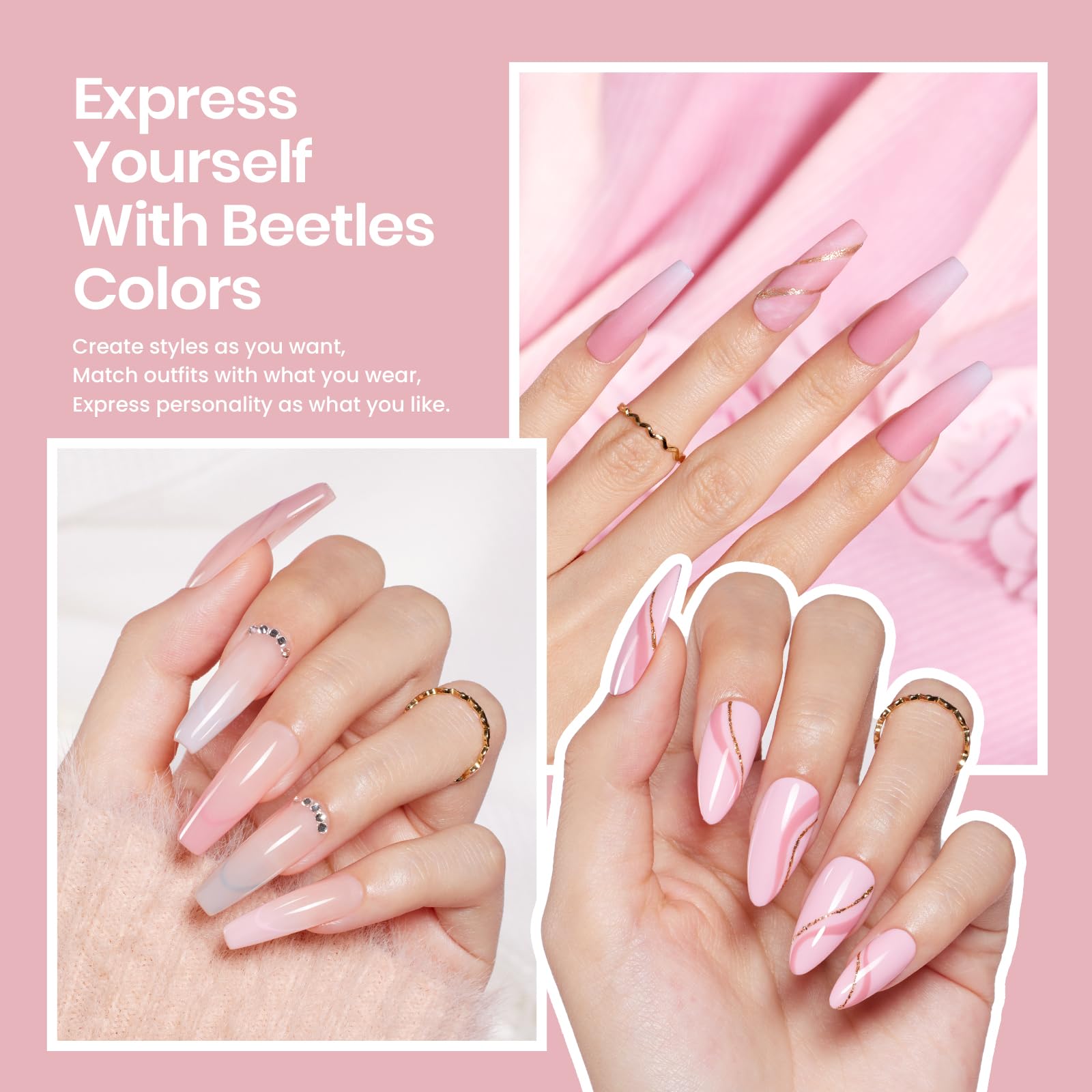 beetles Gel Polish Set Summer Gel Nail Polish Kit Pastel 36 Pcs 32 Colors with Base Top Coat Hot Pink Green Black White Burgundy Red Blue Purple Gifts for Women Fingertip Palette: Beetles Gel Nail Polish Kit with Uv Light 48W Led Nail Lamp 6 Colors Nude Gray Pink Gel Polish Starter Kit Manicure Soak off Led Salon DIY Home Gift for Women