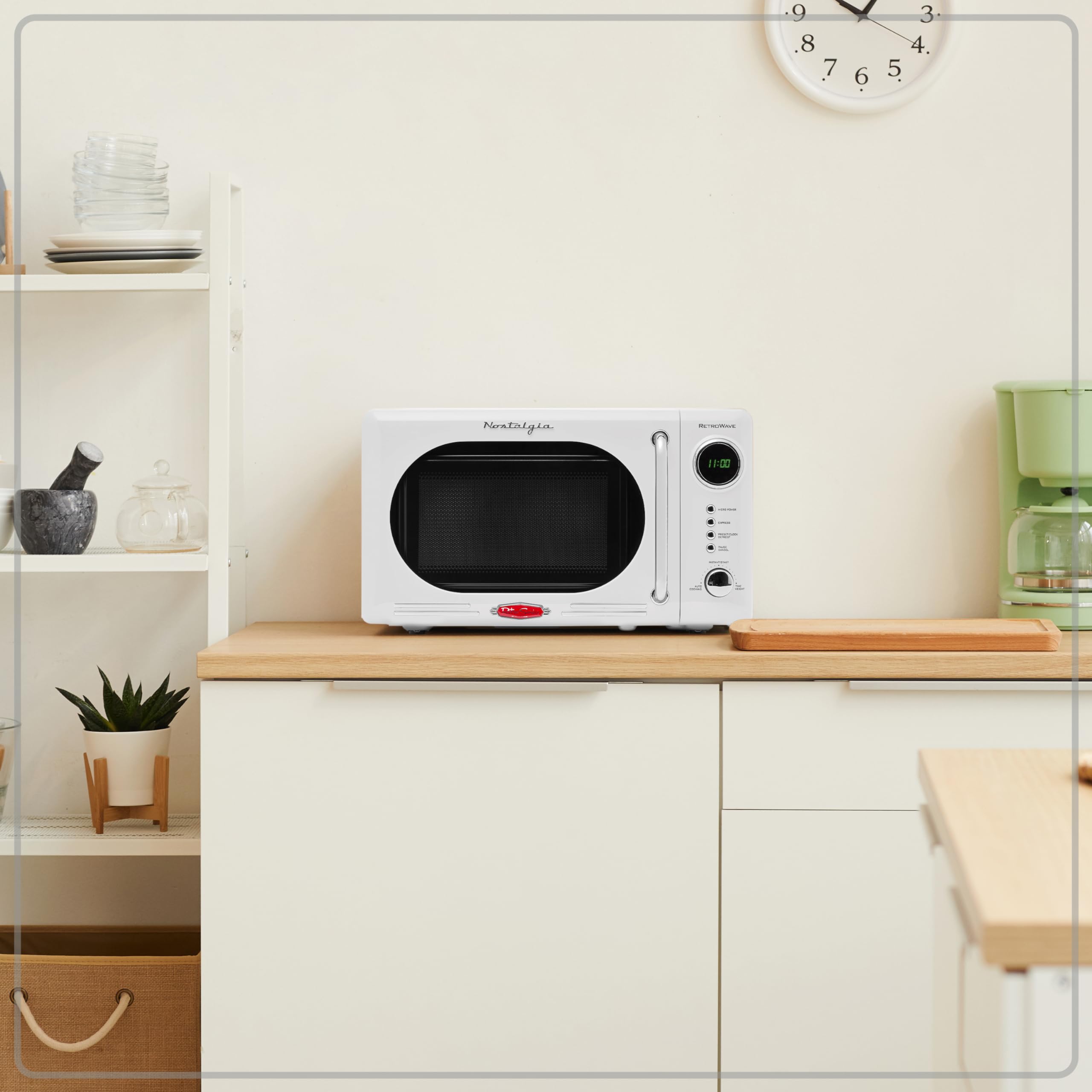 Nostalgia NRMO7YW6A Retro Compact Countertop Microwave Oven, 0.7 Cu. Ft. 700-Watts with LED Digital Display, Child Lock, Easy Clean Interior, Yellow: Retro Classic 0.7 Cu. Ft. White