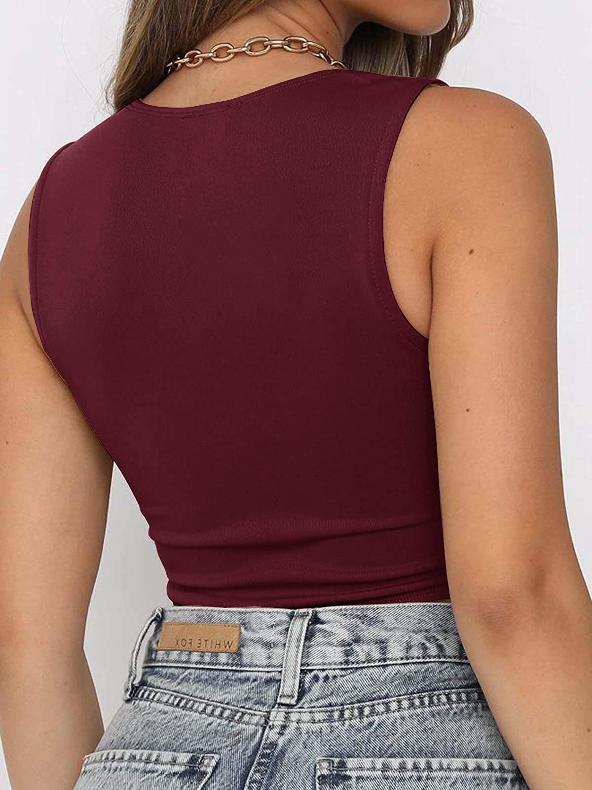 BEJONS Women Sexy Y2k Corset Like Crop Top Deep V Neck Bra Night Going Out Festival Rave Top: Burgundy Medium