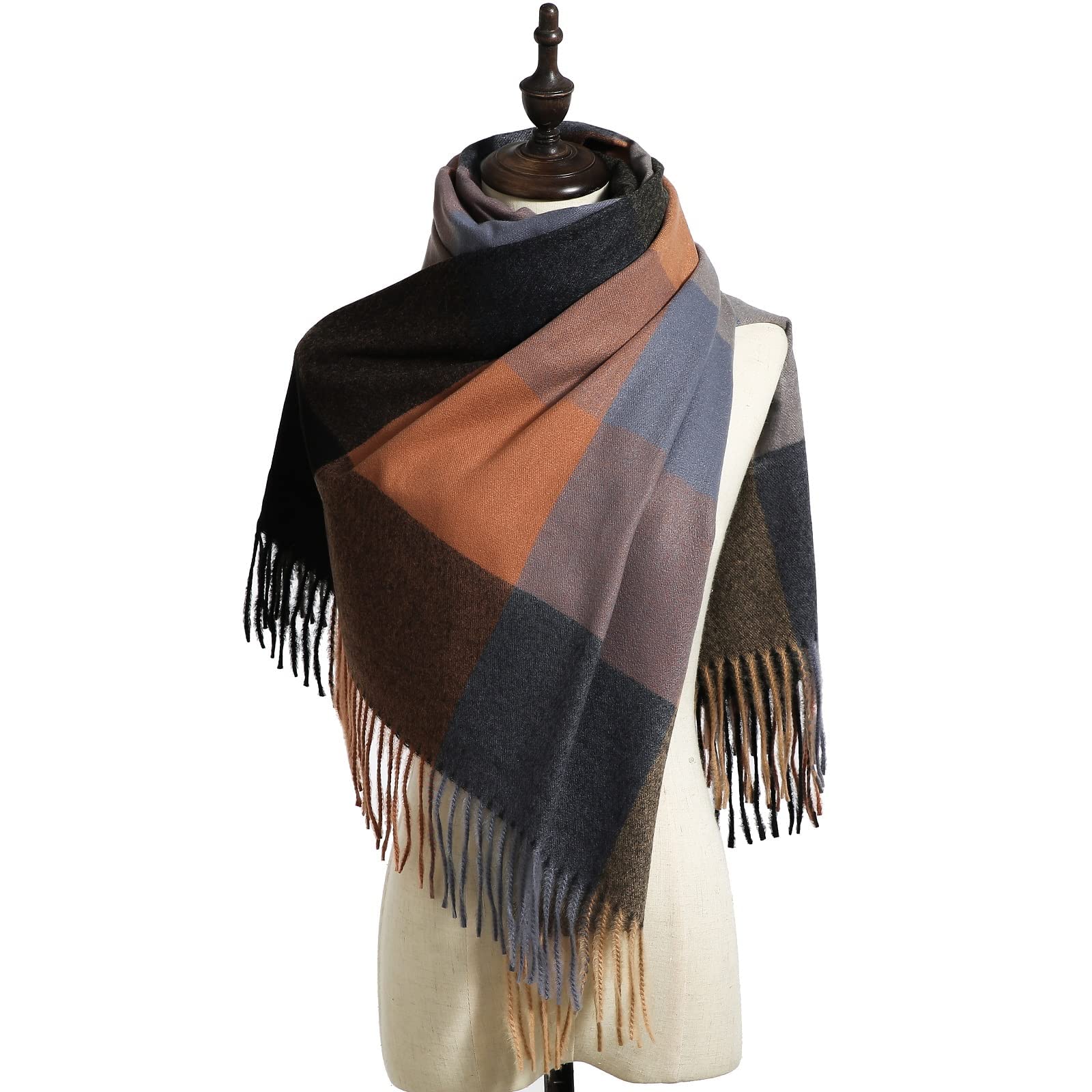 PCIQUTE Tartan Plaid Scarves for Women Winter,Long Scarves for Women with Fringe,Super Soft Scarf for Women Winter