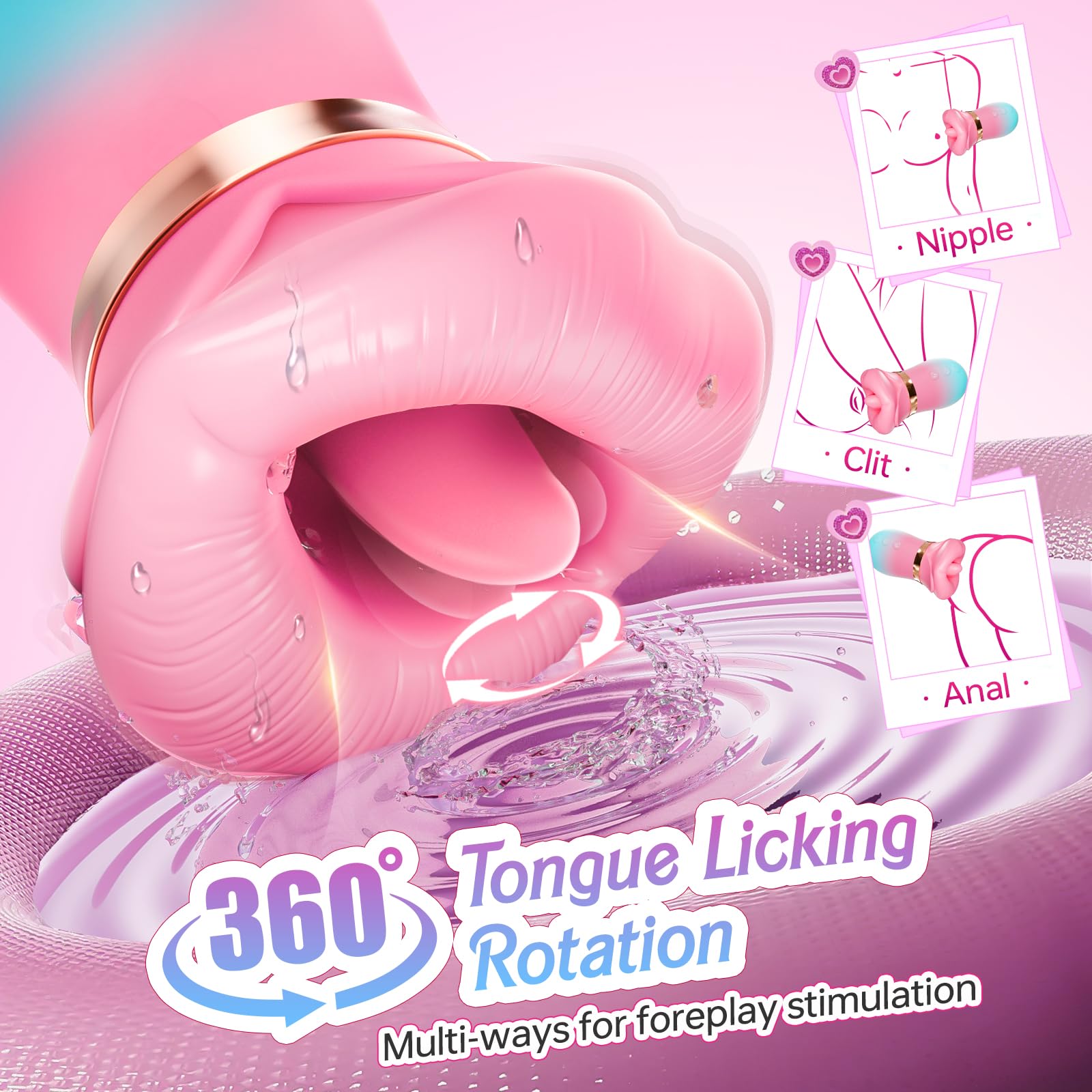 Vibrator Adult Sex Toys for Women - Sovokn 5IN1 Mouth Sucking Vibrator Rose Sex Toy, 10 Tongue Licking, 3 Auto & 1 Manual Sucking Adult Toys New APP, Clit Nipple Vibrator Female Couple Sex Toys,: Pinkblue