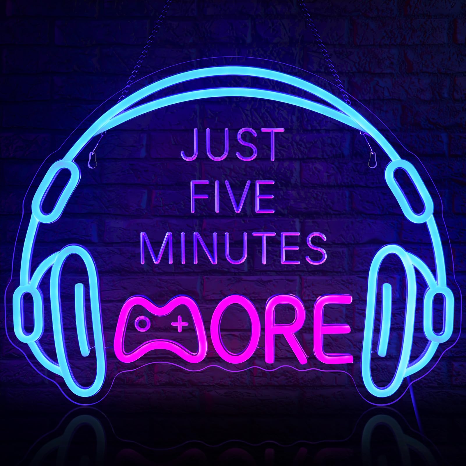 Gaming Neon Sign, Large Bright and Dimmable Colored LED Headset Gamer Neon Light and USB Powered Headphone Lightup Game Signs for Game Zone Video Room Boy Bedroom Wall Decor ()