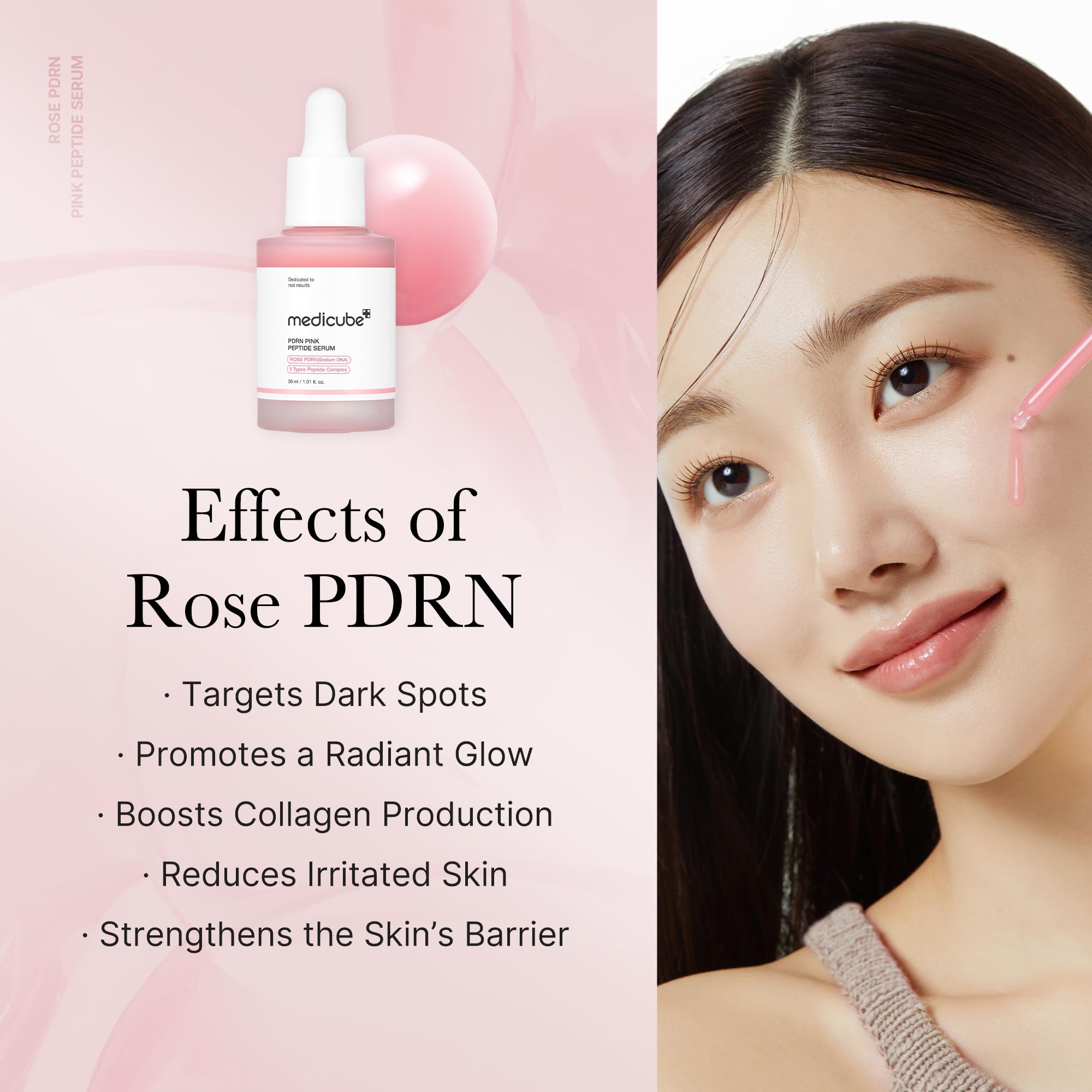medicube Salmon DNA PDRN Pink Peptide Serum, Pink glow serum, Peptide, Niacinamide, Hydrating & Moisturizing & Firming, Uneven Skin Tone, Korean Skincare | 1.01 fl.oz. (1.01 fl.oz., Salmon DNA PDRN): Rose PDRN (Vegan) 1.01 Fl Oz (Pack of 1)