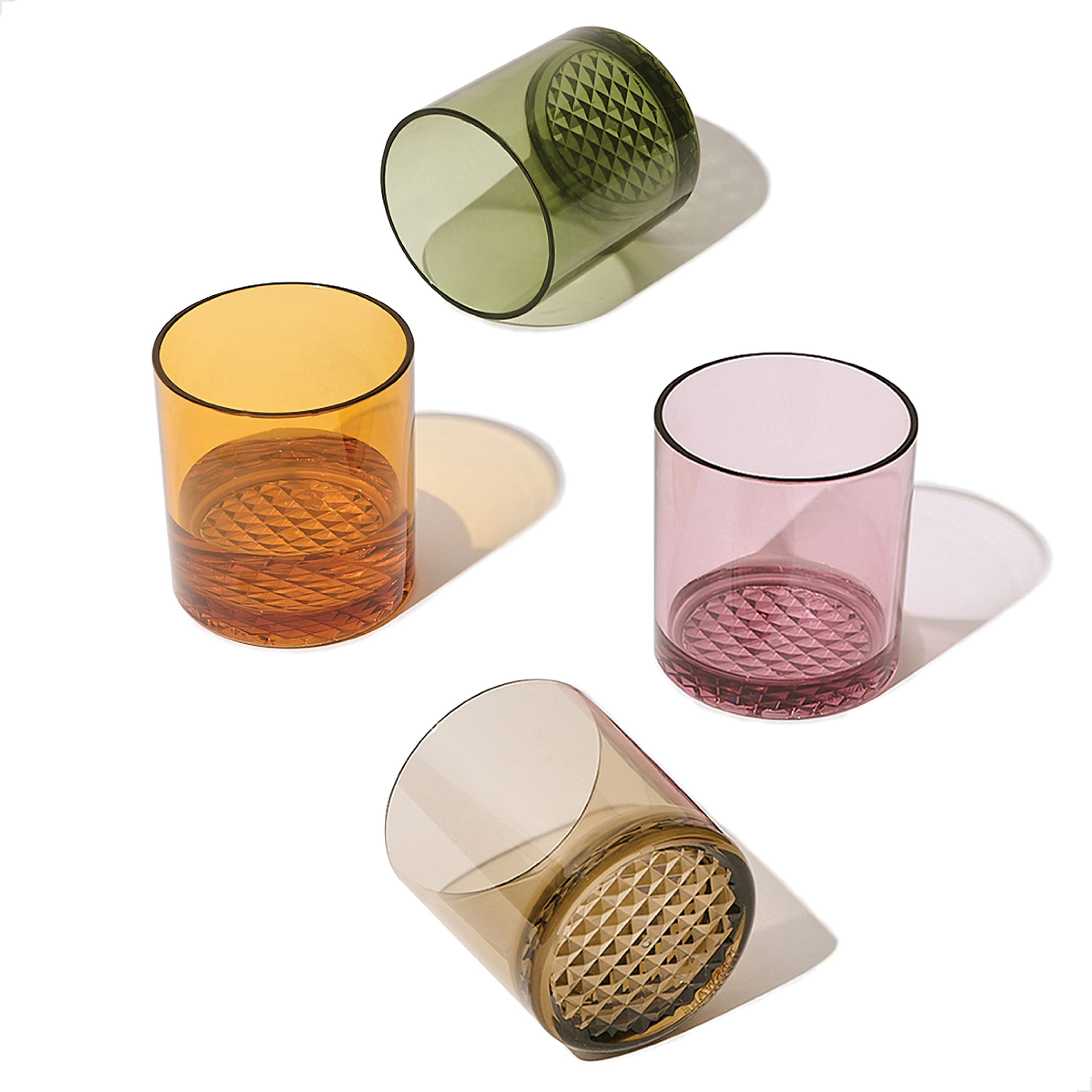 TOSSWARE RESERVE 12oz Old Fashioned - Color Series SET OF 4, Premium Quality, Tritan Dishwasher Safe & Heat Resistant Unbreakable Plastic Whiskey Glasses: TOSSWARE RESERVE 12oz Old Fashioned - Color Series SET OF 4, Premium Quality, Tritan Dishwasher Safe & Heat Resistant Unbreakable Plastic Whiskey Glasses