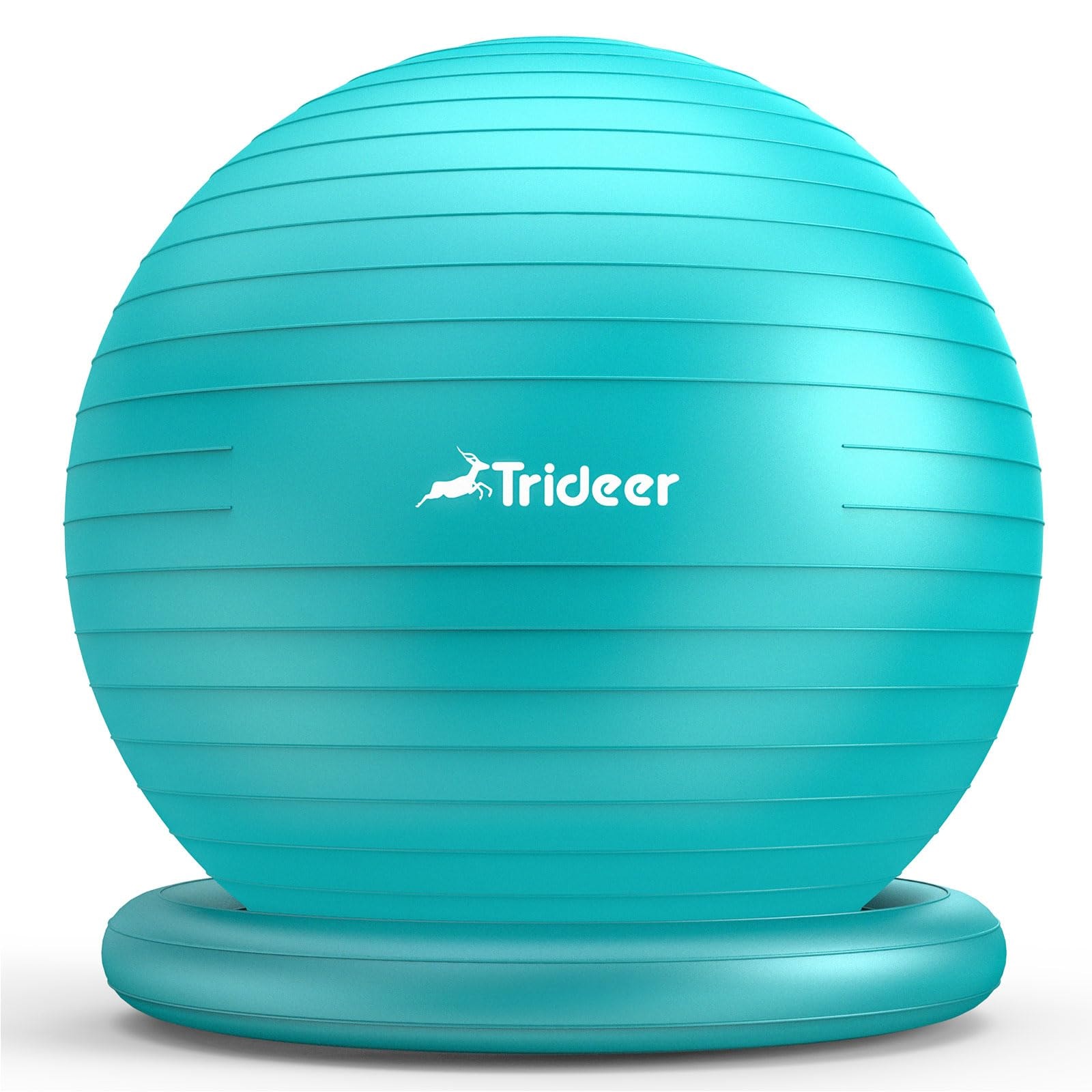 Trideer Yoga Ball Chair with Base - Stability & Fitness Ball Seat for Home Office, Pregnancy & Workout: L(23-26ines/58-65cm) Turkis