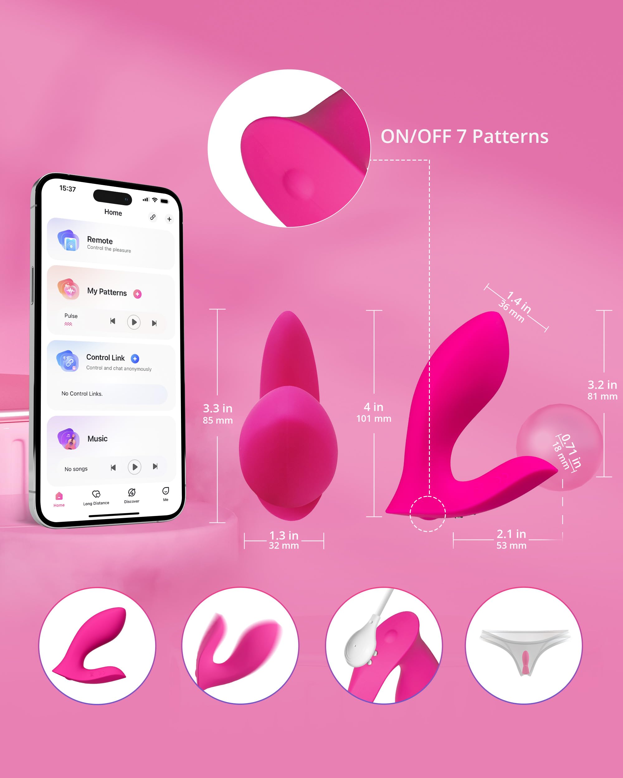 LOVENSE Flexer Wearable Panty Vibrator, App Remote Control Butterfly Vibrator for Women Pleasure, Rechargeable Clitoral G Spot Stimulator, Bluetooth Adult Sex Toys for Couples Play