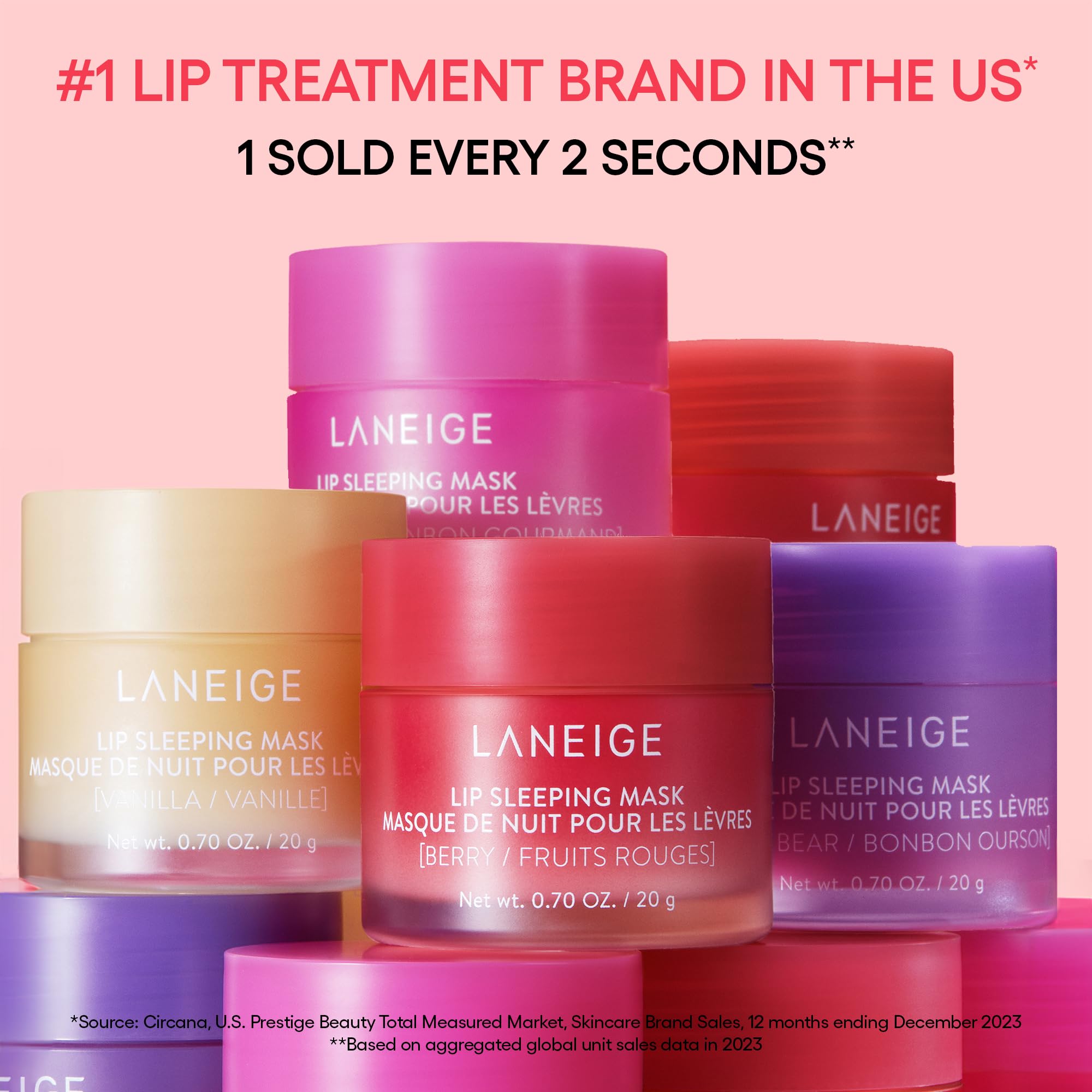 LANEIGE Lip Sleeping Mask: Nourishing Overnight Lip Treatment with Vitamin C, Shea & Murumuru Butter for Hydrating Dry, Flaky Lips: Berry