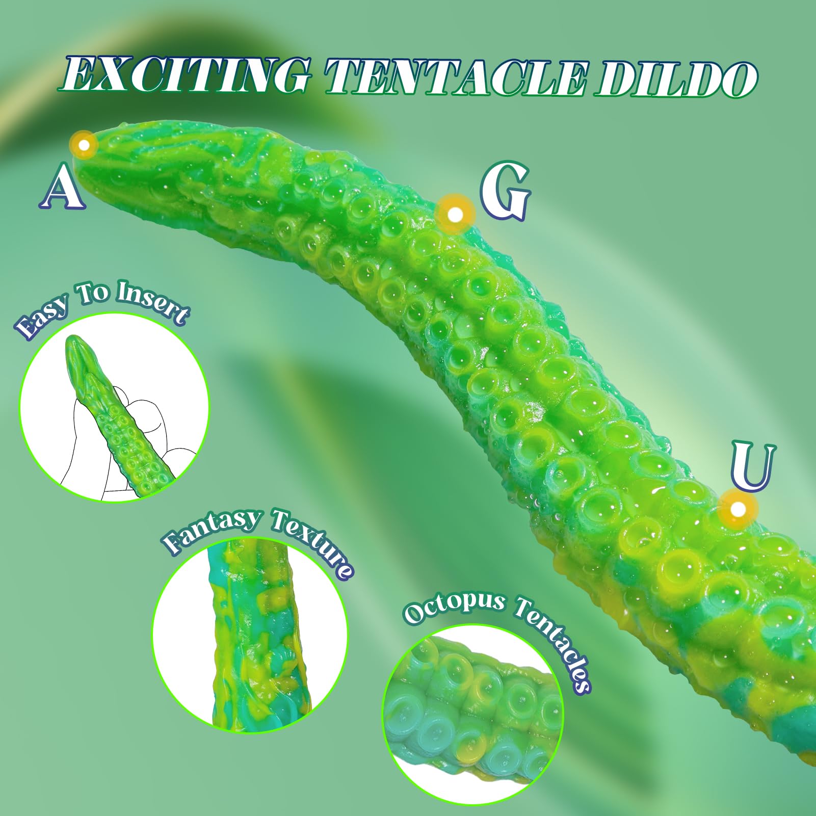Long Tentacle Dildo Anal Toys: 18" Luminous Monster Dragon Dildo with Suction Cup, Liquid Silicone Long Butt Plug Anal Dildo for Anal Training, Fantasy Anal Stretcher for Advancer: Small-13 IN