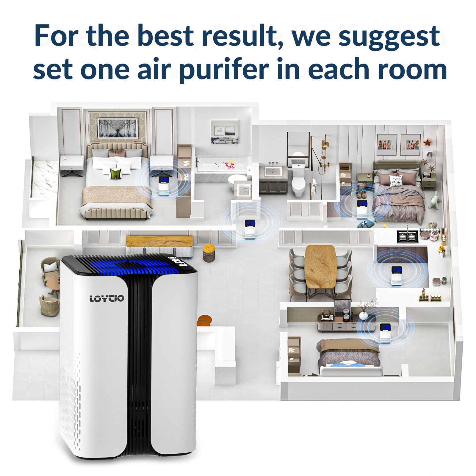 Air Purifiers for Home, HEPA Air Purifier Covers Up to 400 sq.ft Room, 24db Sleep Model, Night Light,3 Timers, with Aromatherapy for Bedroom, Dorm Room, Apartment, Kitchen-KJ7