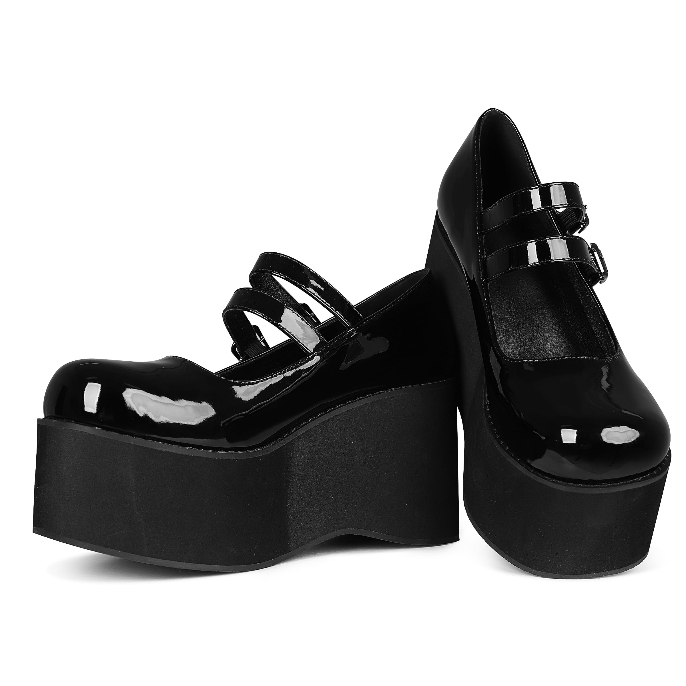 CELNEPHO Mary Jane Shoes Women Cute Ankle Strap Platform Wedge High Heel Pumps Gothic Party Dress Shoes for Women