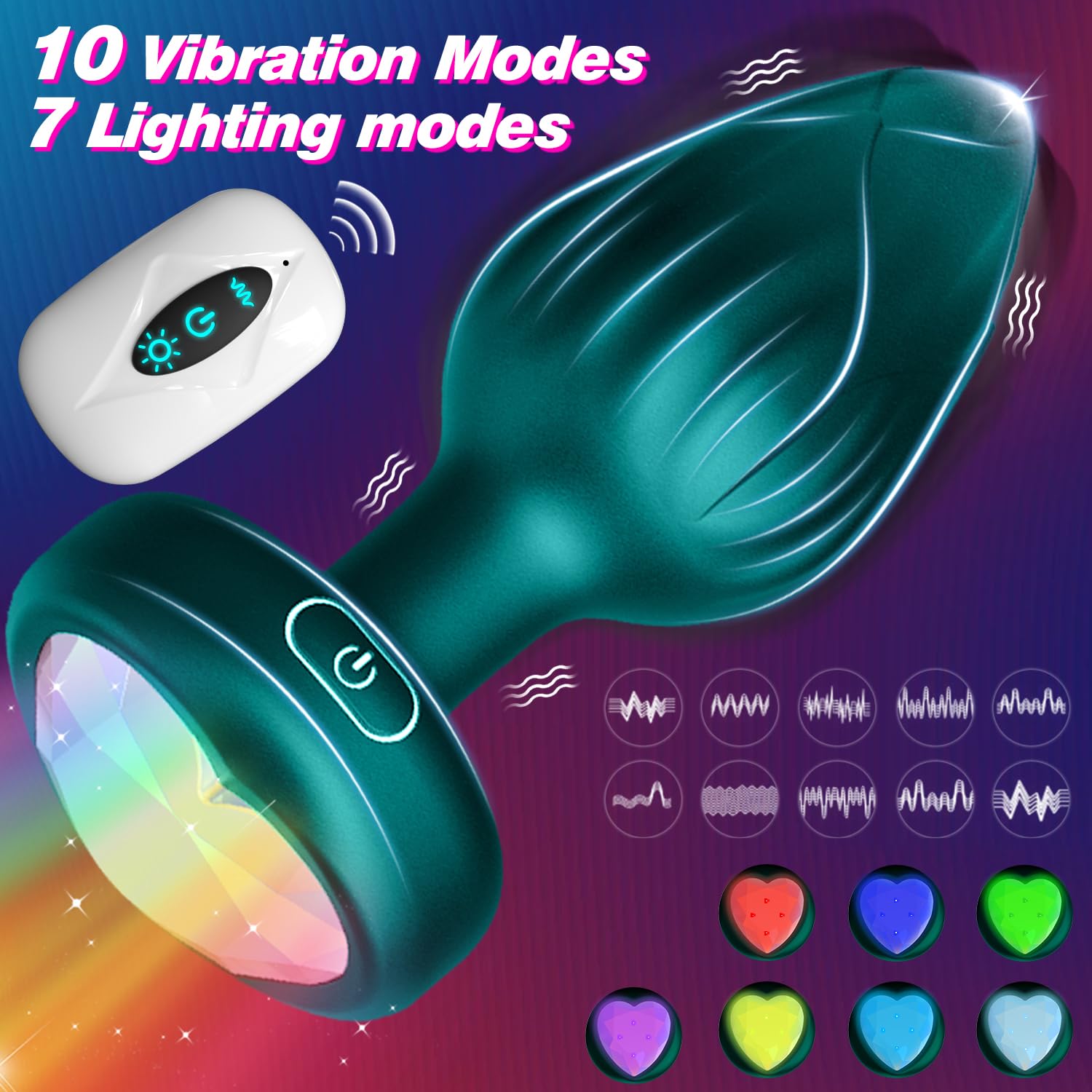 Anal Plug Vibrator Couples Sex Toys for Women, Light Up Vibrating Butt Plug with 10 Vibrations Adult Toys, Women Rose Sex Toys Anal Vibrators: Green