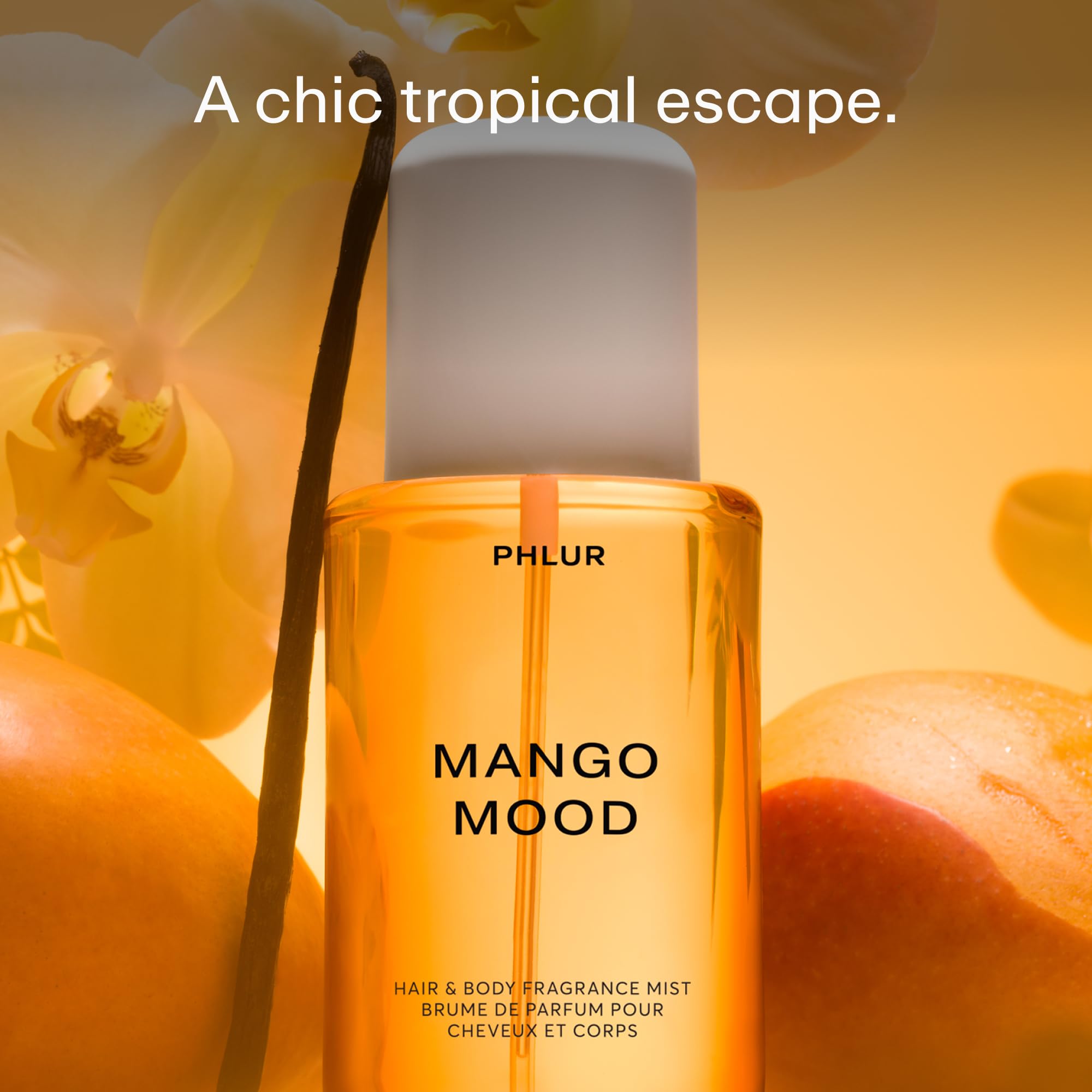 PHLUR  Body Mist - Hair & Body Mist Fragrance - Vanilla Body Spray with Pink Pepper, Cashmere Wood & Sandalwood (8 Fl Oz): Mango Mood
