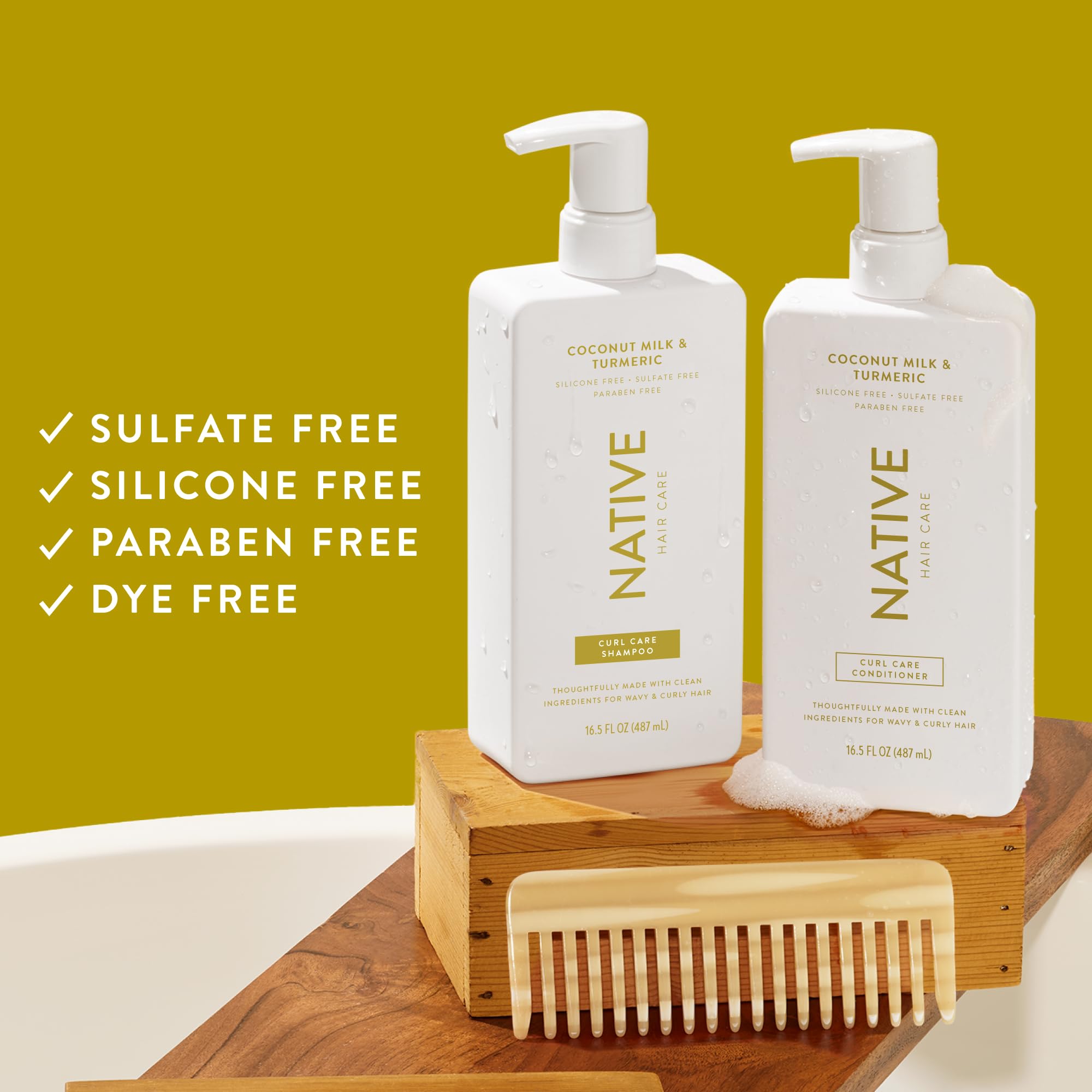 Native Vanilla & Cactus Flower Shampoo and Conditioner Contain Naturally Derived Ingredients |All Hair Type Color & Treated, Fine to Dry Damaged, Sulfate & Dye Free - 2-Pack: Coconut &amp; Tumeric
