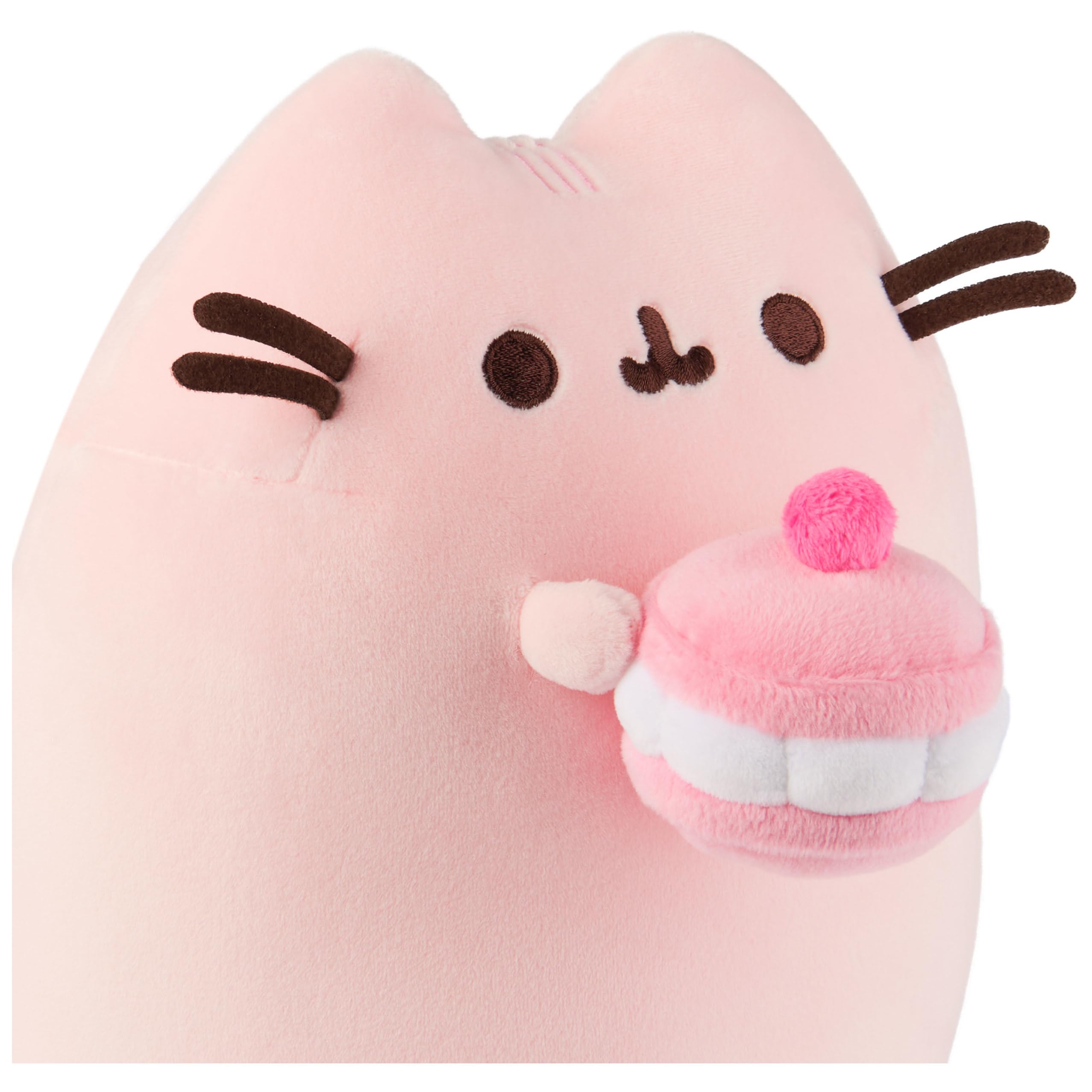 GUND Pusheen Cherry Macaron Squisheen Plush, Squishy Toy, Collectible Dessert Food Toy, Cat Stuffed Animal for Ages 8 and Up, Pink, 9.5”