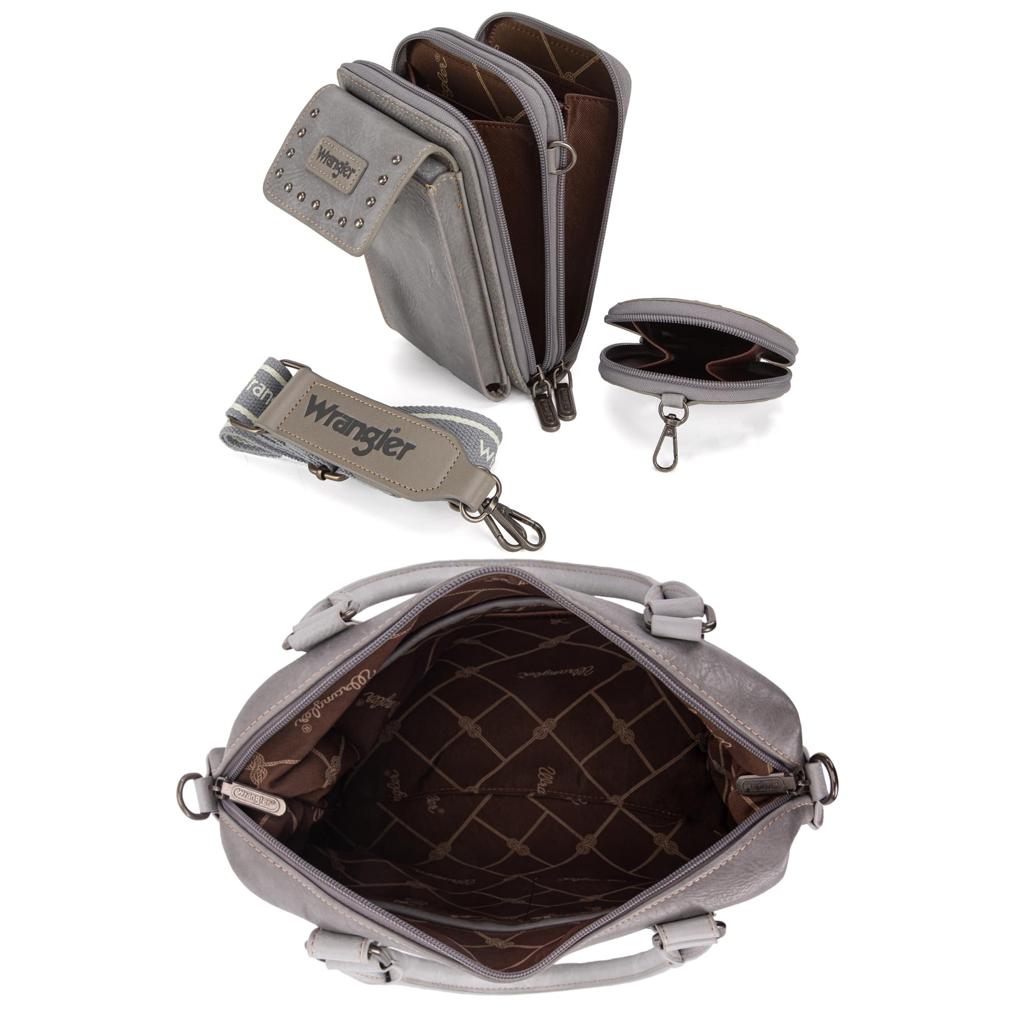 Wrangler 3Pcs Doctor Bag Sets for Women Top-handle Satchel Bag with Cell Phone Handbag and Coin Purse thumbnail 5