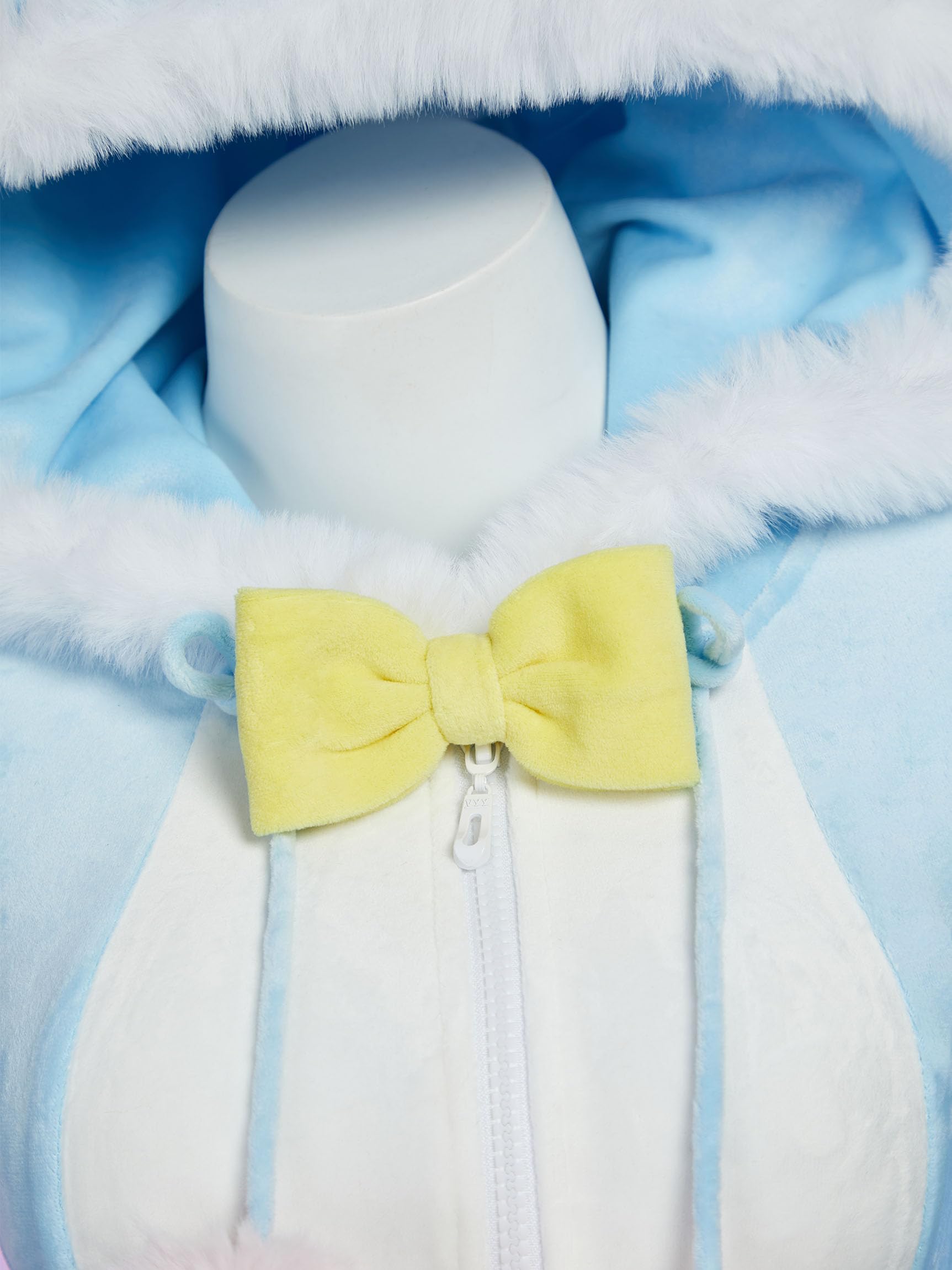 Mobbunny Easter Bunny Costume Rabbit Romper Onesie Plush Pajama Bodysuit Fluffy Bodycon Hooded Jumpsuit with Tail