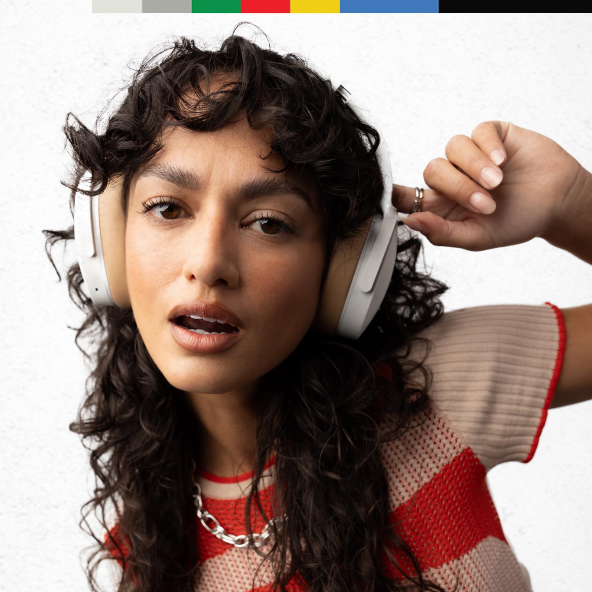 Skullcandy Hesh ANC Wireless Over-Ear Bluetooth Headphones with Charging Cable, Active Noise Cancelling, Up to 22 Hrs Battery, Foldable Lightweight Design, Microphone for iPhone Android -: Mod White