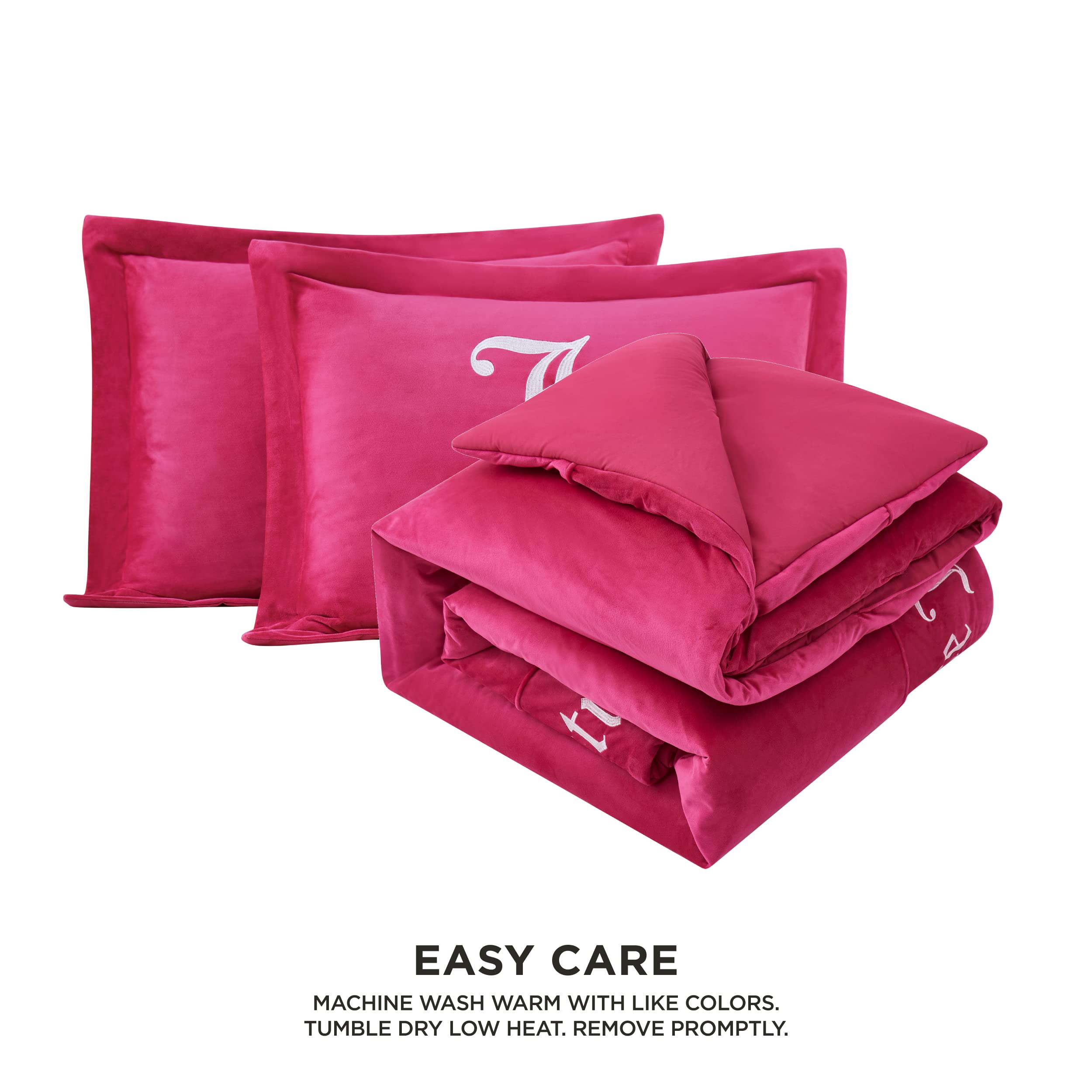 Juicy Couture - Comforter Set - Gothic Design Bedding - King - 3 Piece Set Includes (1) 108" x 92" Comforter and (2) 20" x 36" Shams - Wrinkle Resistant - Premium Bedroom Decor - Black: Hot Pink Full/Queen 3PC