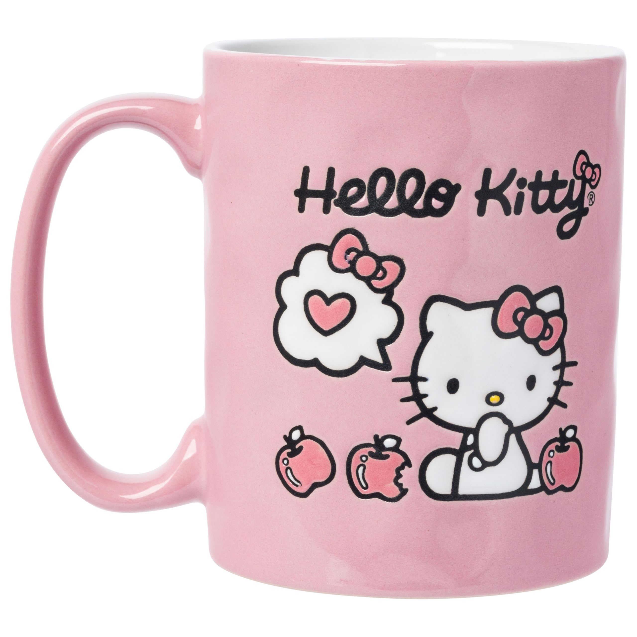 Silver Buffalo Hello Kitty Apple Trail Wax Resist 17oz Ceramic Pottery Mug