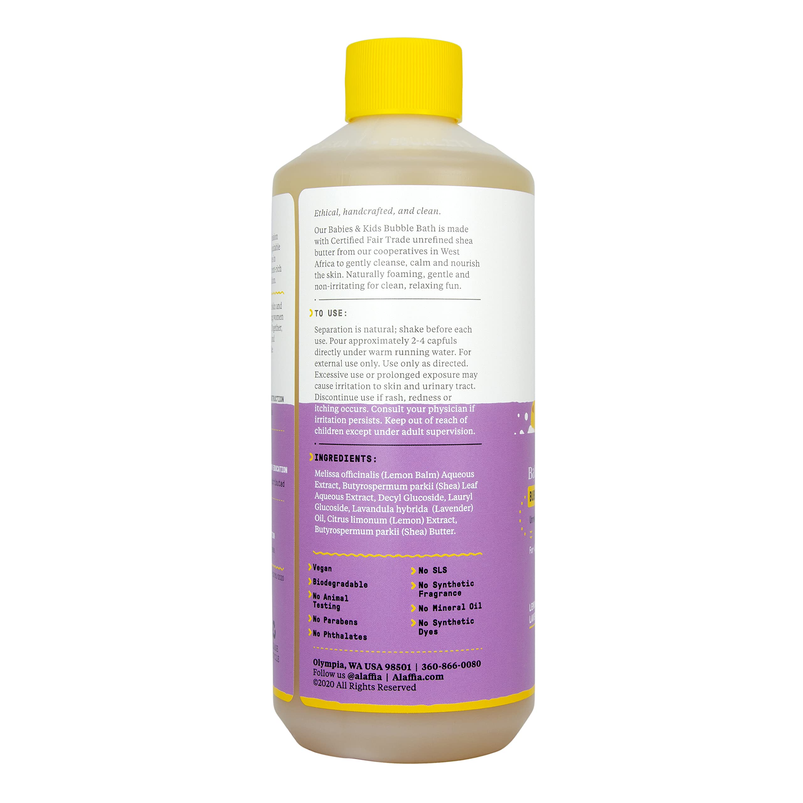 Alaffia Everyday Shea Bubble Bath, Cleanse, Soothe & Moisturize Skin, Made with Fair Trade Shea Butter, Cruelty Free, No Parabens, Vegan, Unscented, 2 Pack – 32 Fl Oz Ea