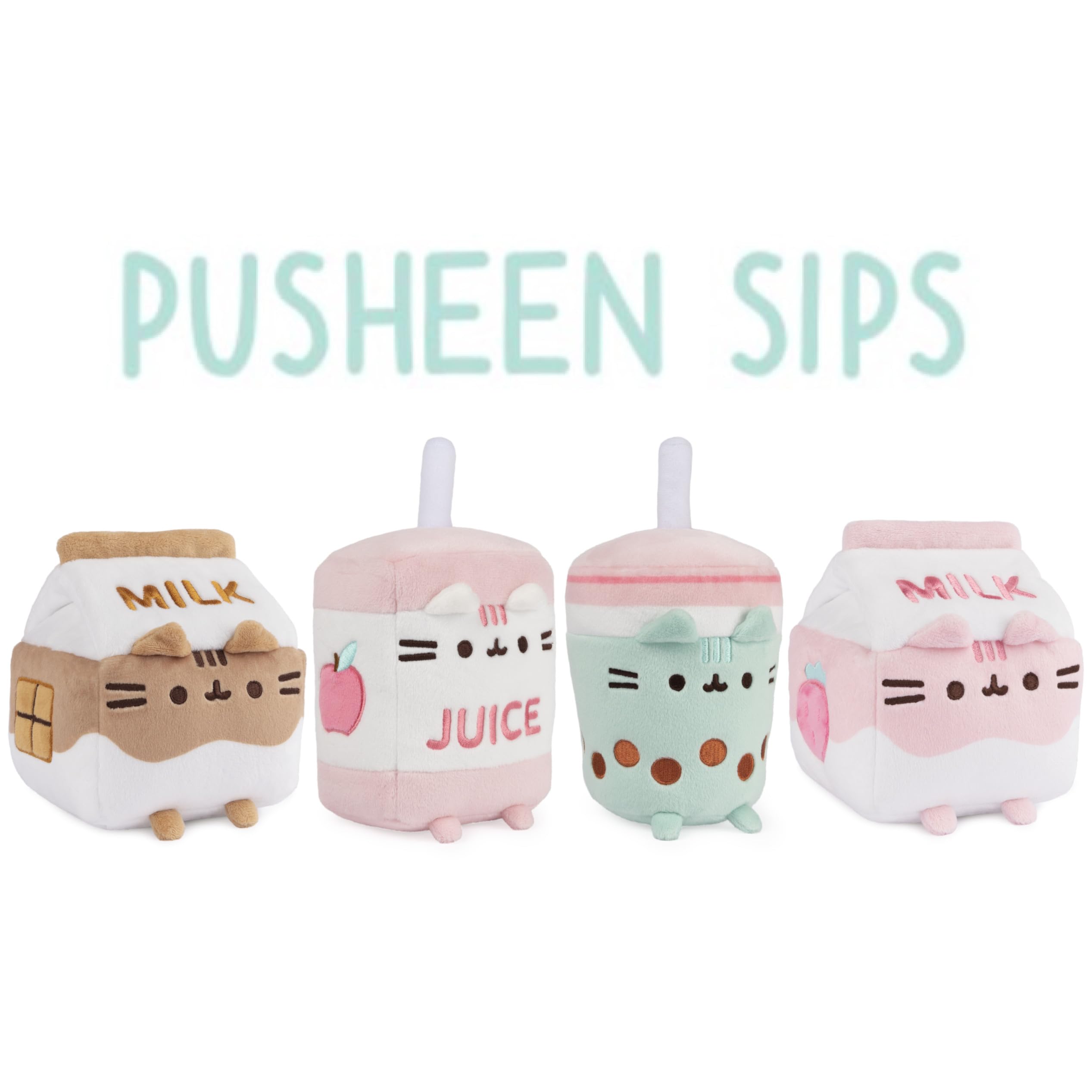 GUND Pusheen  Plush Cat Stuffed Animal for Ages 8 and Up, Green/Pink, 6”: Boba Tea Cup