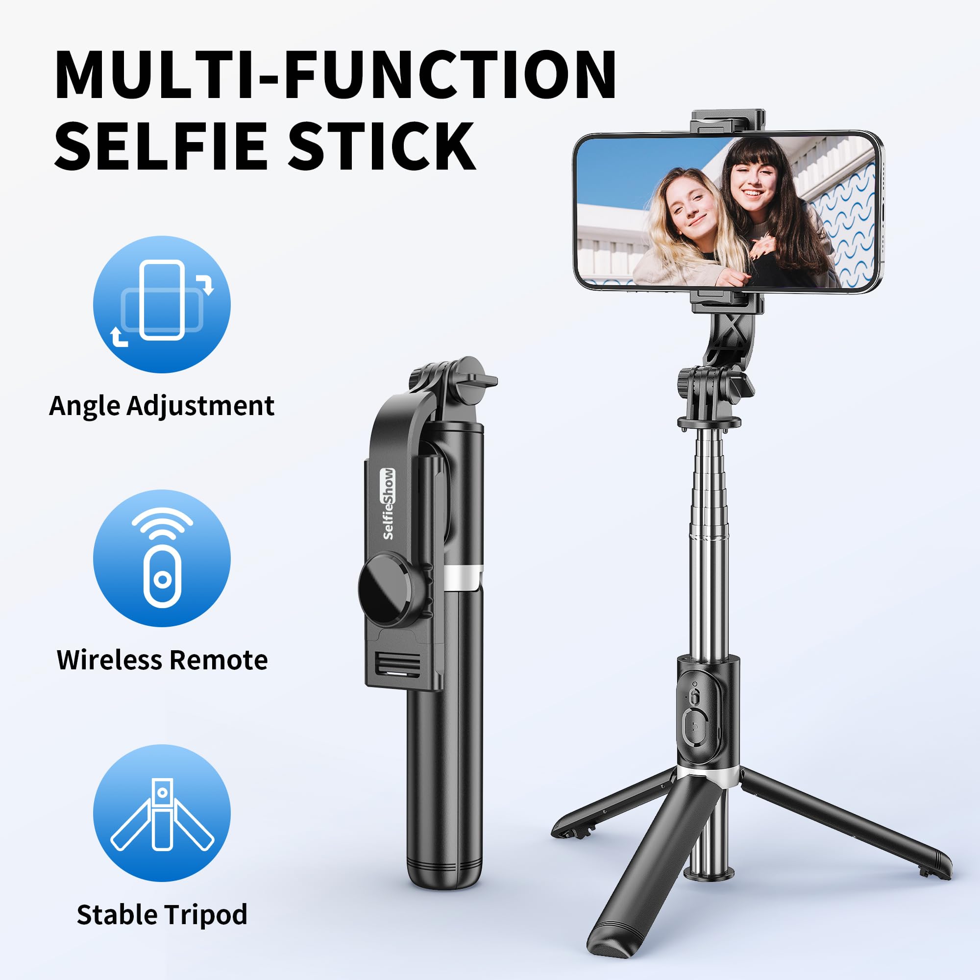 Selfie Stick Tripod, All in One Extendable & Portable iPhone Tripod Selfie Stick with Wireless Remote Compatible with iPhone 16 15 14 13 12 11 pro Xs Max 8 7, Galaxy Note10/S20/S10/OnePlus 9/9 PRO etc thumbnail 2