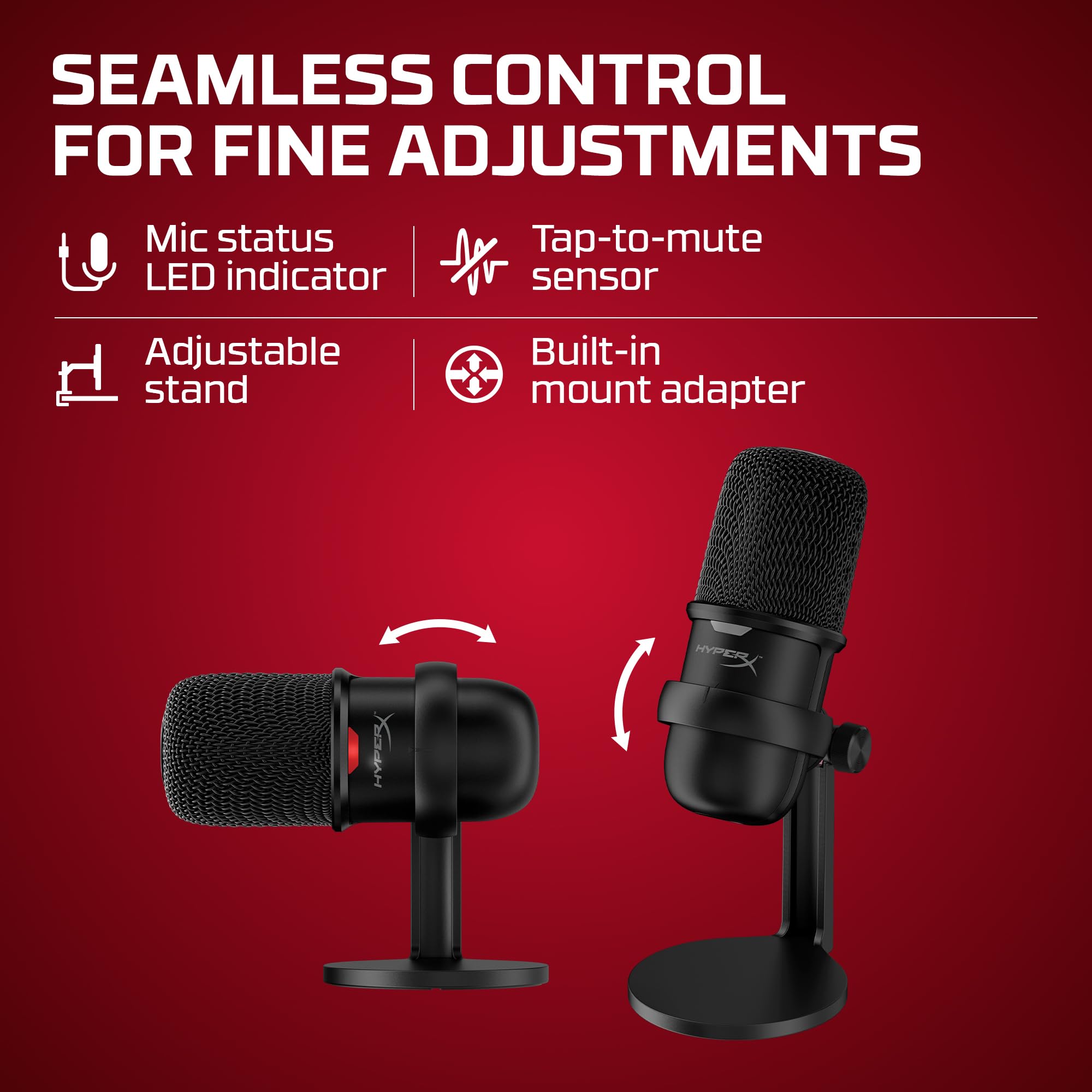 HyperX SoloCast – USB Condenser Gaming Microphone, for PC, PS4, PS5 and Mac, Tap-to-Mute Sensor, Cardioid Polar Pattern, great for Streaming, Podcasts, Twitch, YouTube, Discord,Black: Microphone Black