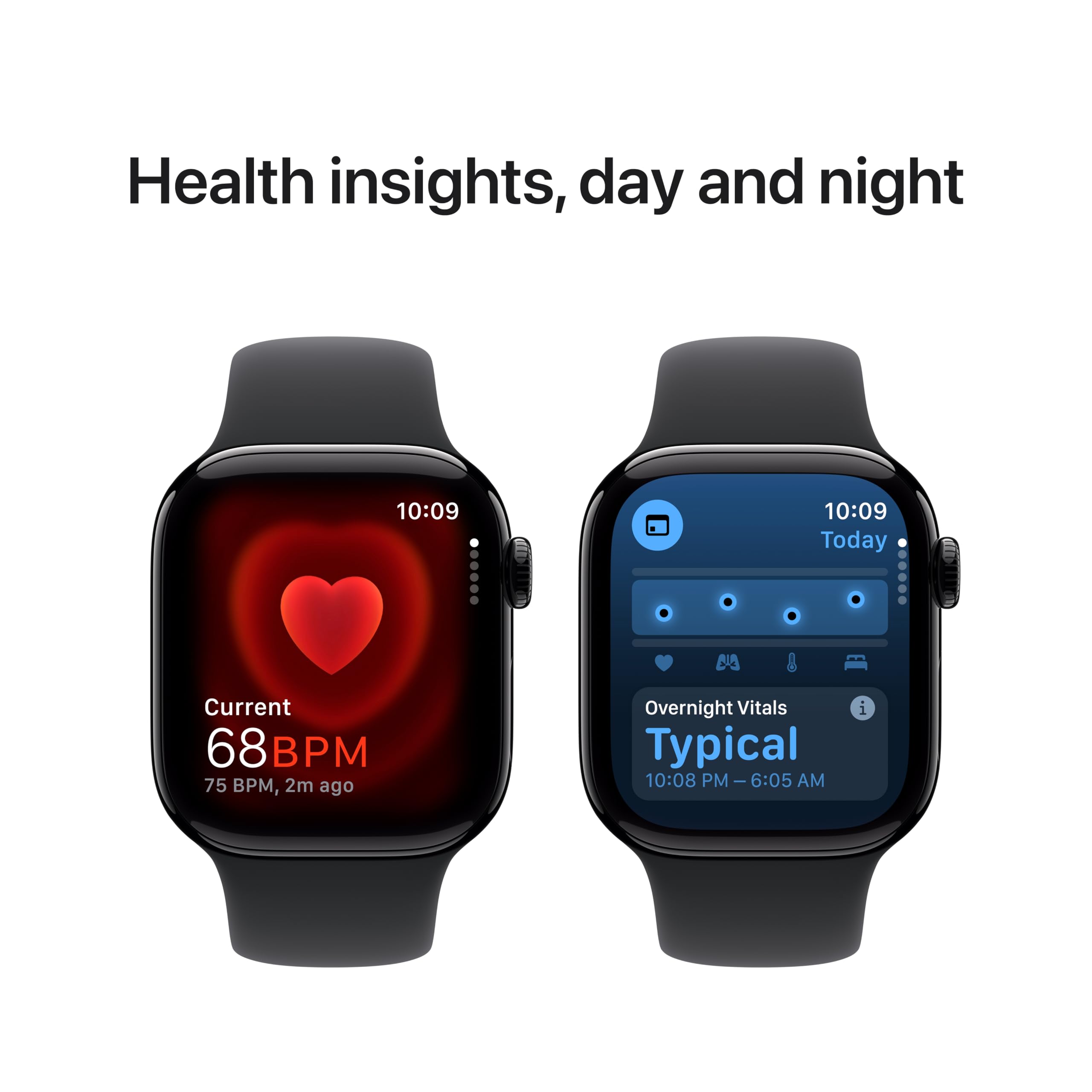 Apple Watch Series 10 [GPS 42mm case] Smartwatch with Silver Aluminium Case with Blue Cloud Sport Loop. Fitness Tracker, ECG App, Always-On Retina Display, Carbon Neutral: Jet Black Aluminium Case with Black Sport Band 42mm case + Small/Medium band GPS With AppleCare+ (2 Years)