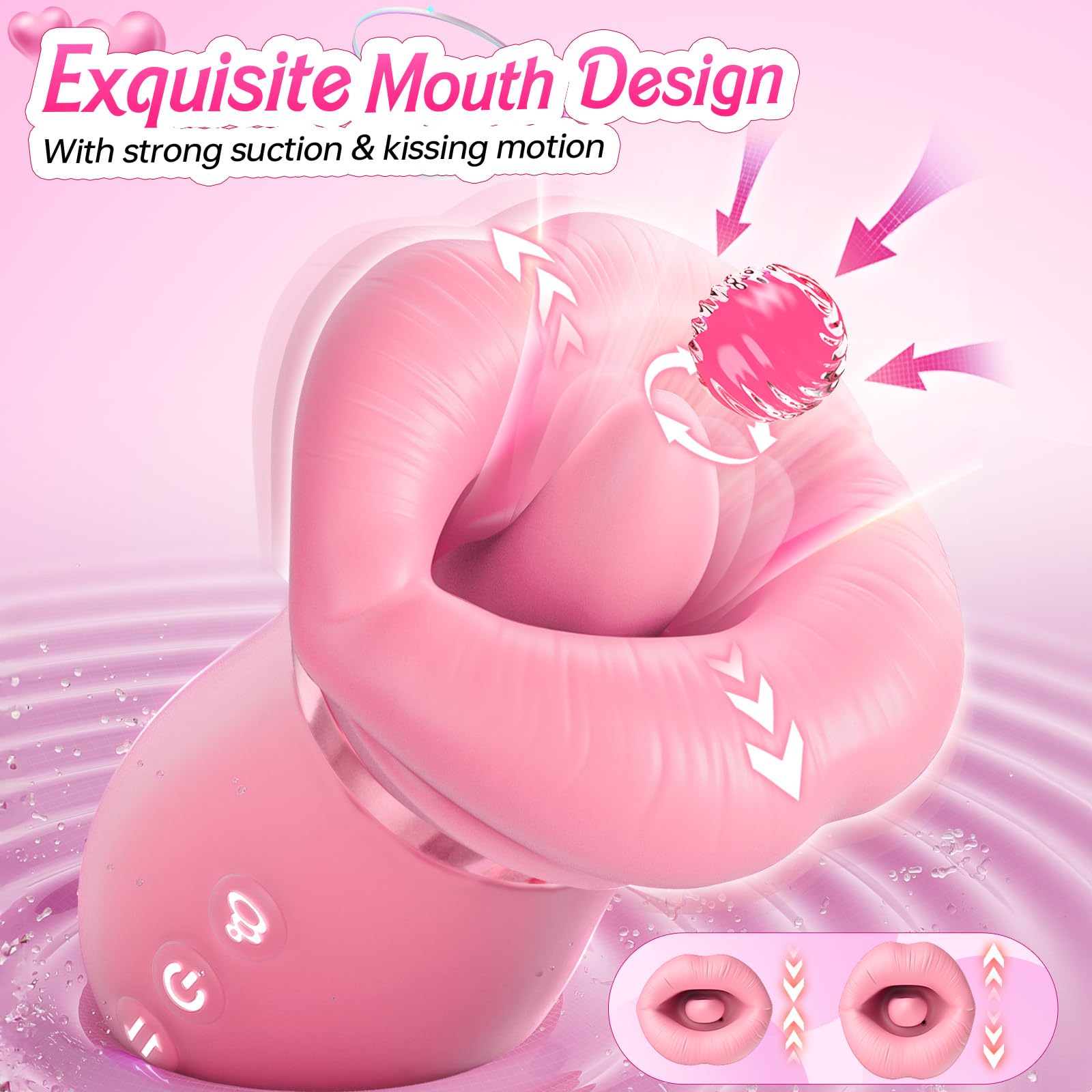 Vibrator Adult Sex Toys for Women - Sovokn 5IN1 Mouth Sucking Vibrator Rose Sex Toy, 10 Tongue Licking, 3 Auto & 1 Manual Sucking Adult Toys New APP, Clit Nipple Vibrator Female Couple Sex Toys,: Pink