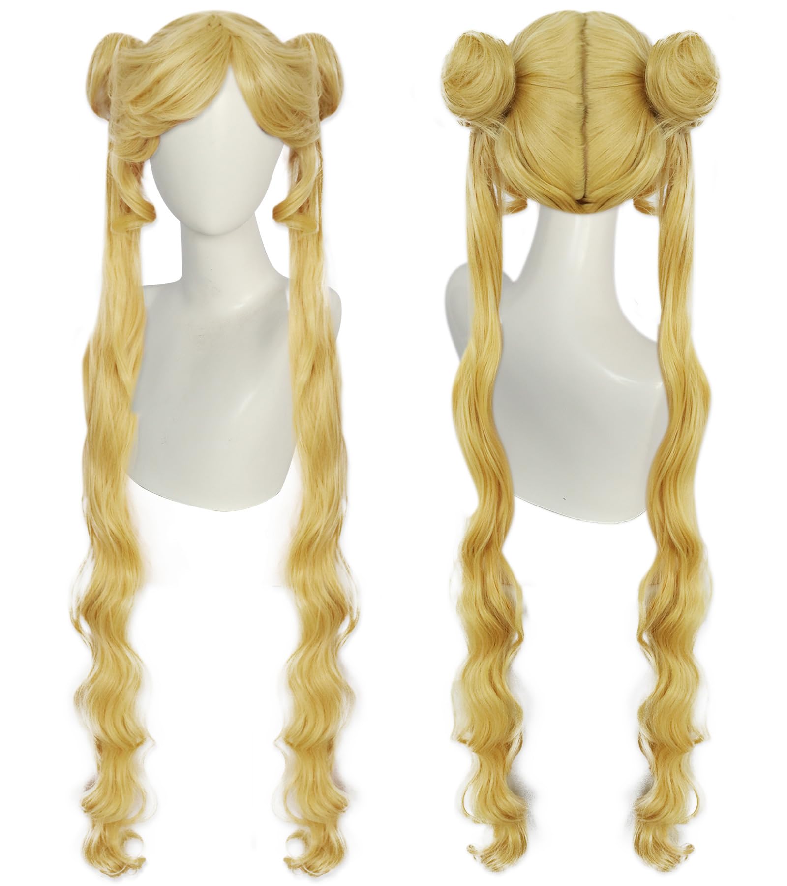 Ebingoo Blue Braided Cosplay Wig for Women + Wig Cap Long Straight Synthetic Costume Wig for Halloween Costume Anime Party: Blonde 1