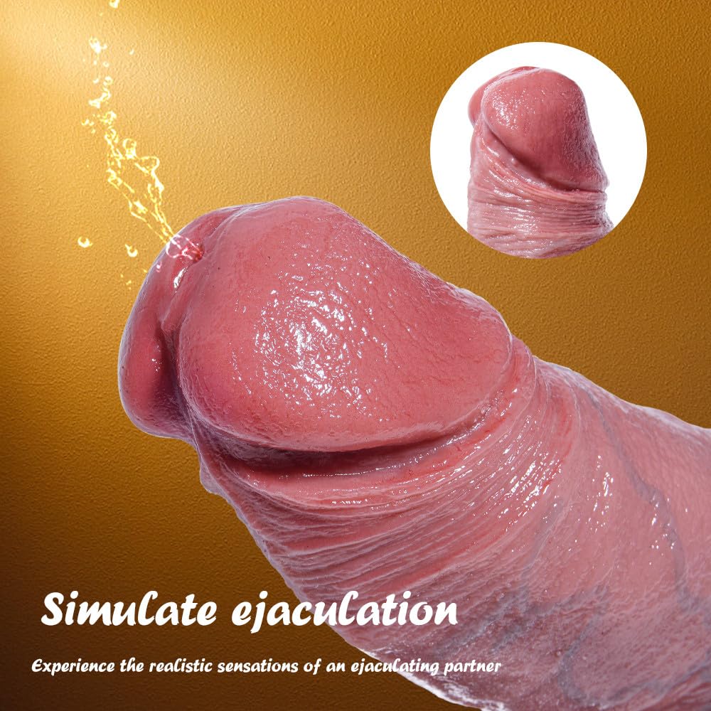 6.9" Realistic Beginner Squirting Silicone Dildo, Suction Cup Ejaculation Wide Penis for Play, Soft Cute Dildo with Curved Shaft and Balls, Female G-Spot and Small Anal Prostate Sex Toy
