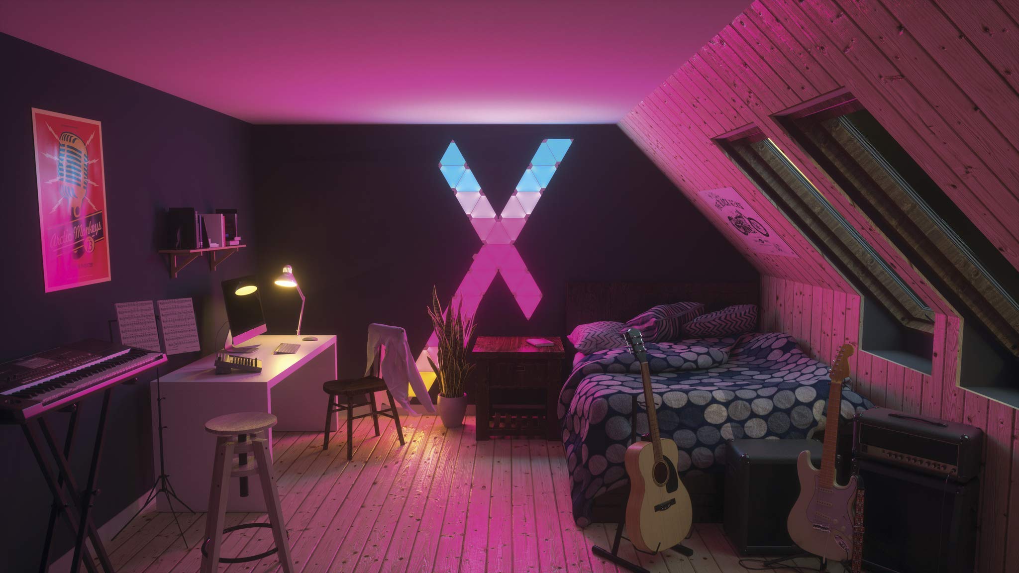 Nanoleaf Rhythm Edition WiFi Smart RGB 16M+ Color LED Dimmable Gaming and Home Decor Wall Lights Starter Kit (9 Panels): Nanoleaf Rhythm Edition WiFi Smart RGB 16M+ Color LED Dimmable Gaming and Home Decor Wall Lights Starter Kit (9 Panels)