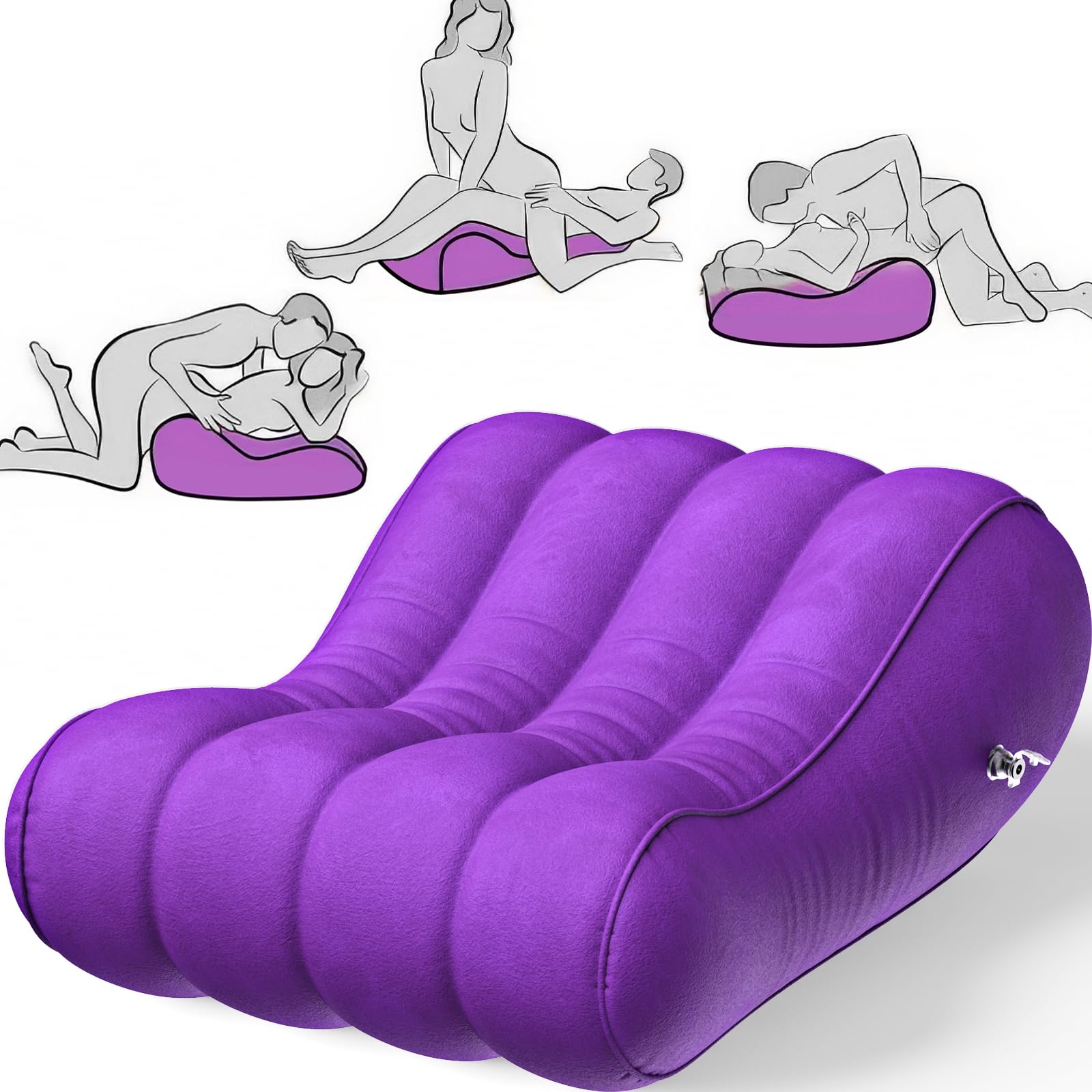 Sex Pillow Couples Sex Toys, Sex Furniture for Bedroom Inflatable Lounge Chair Sofa Bedroom, Velvety Anti-Leak Valve Sexy Bed Things Cushion, Couple Female Adult Toys: Violet