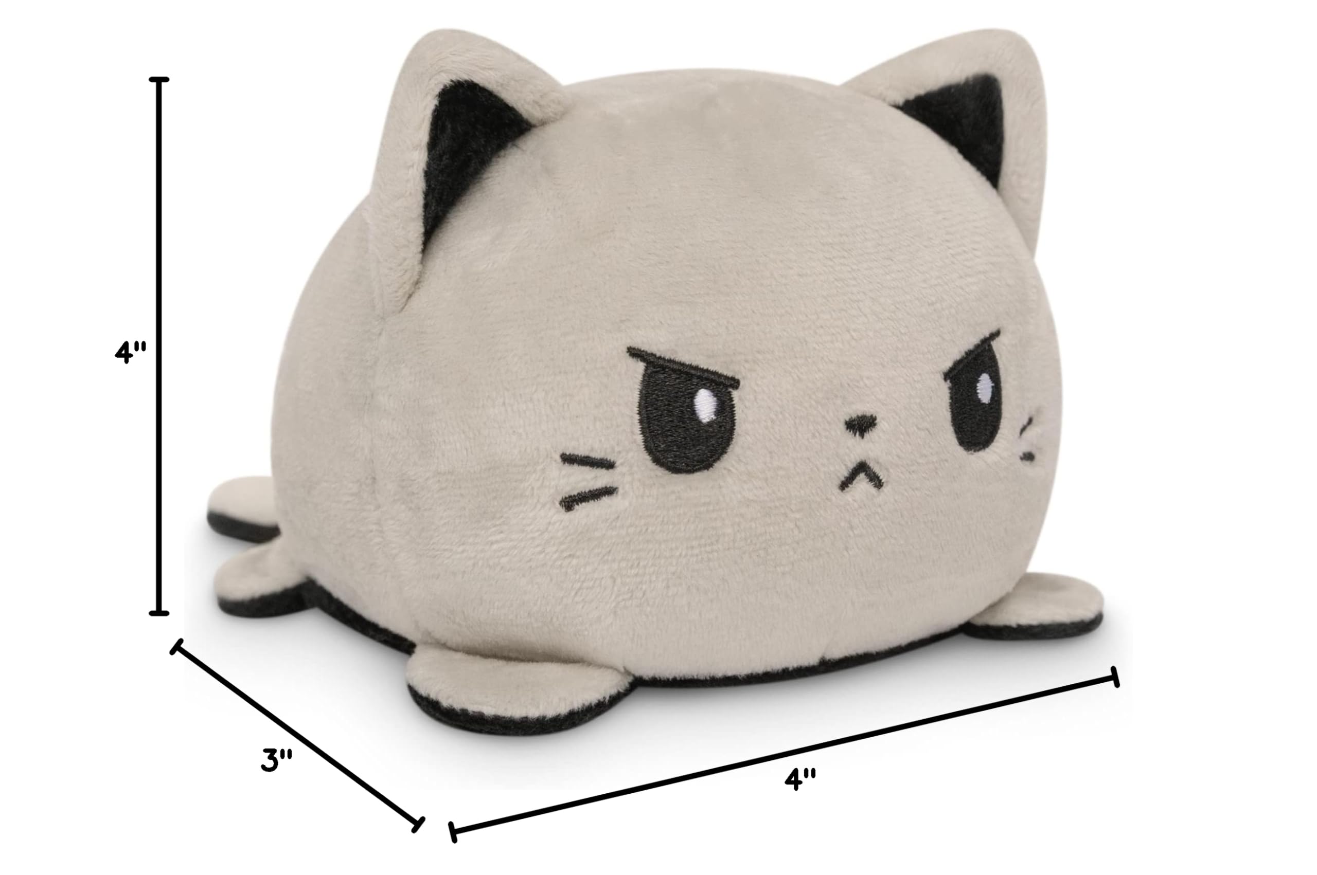 TeeTurtle - The Original Reversible Cat Plushie - Black + Pumpkin - Cute Sensory Fidget Stuffed Animals That Show Your Mood - Perfect for Halloween!: Black + Gray Cat