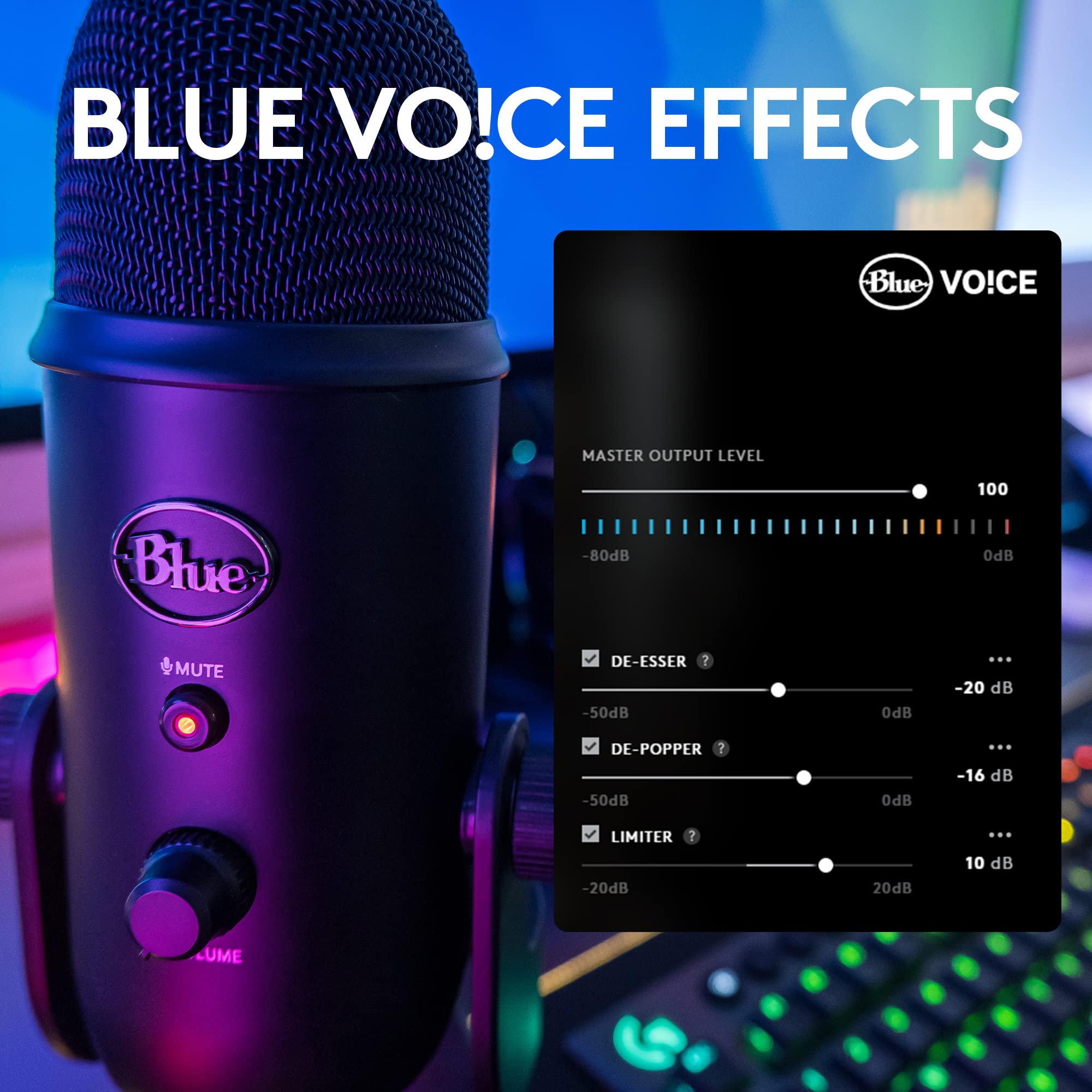 Logitech for Creators Blue Microphones Yeti USB Microphone (Blackout): Mic + Streaming Kit Blackout