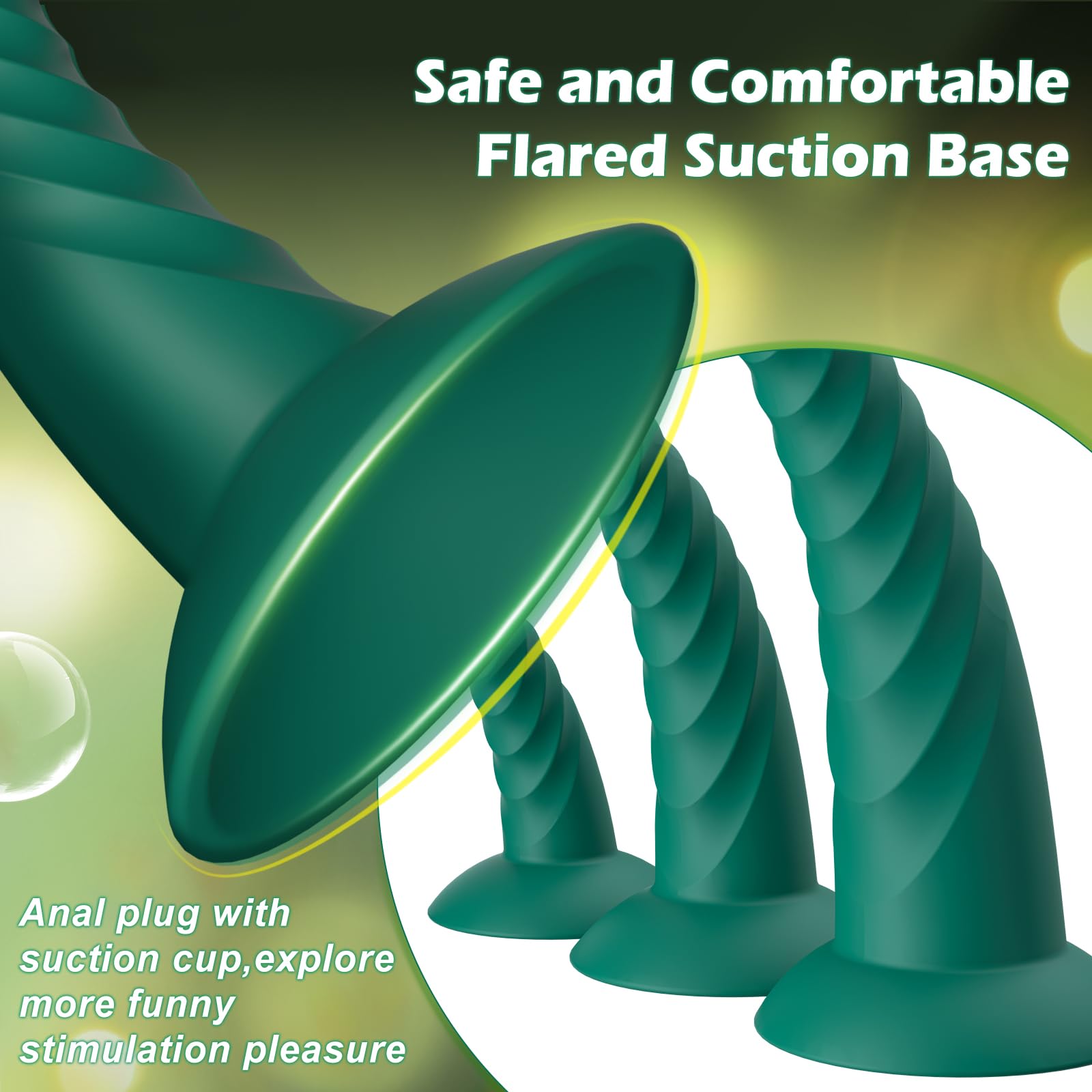 Anal Plug Pack of 3 Anal Toys, Silicone Adult Sex Anal Trainer Butt Plug for Beginners Advanced Players Anal Training Sets with Flared Suction Base Prostate Massager for Men, Women & Couple (): Green
